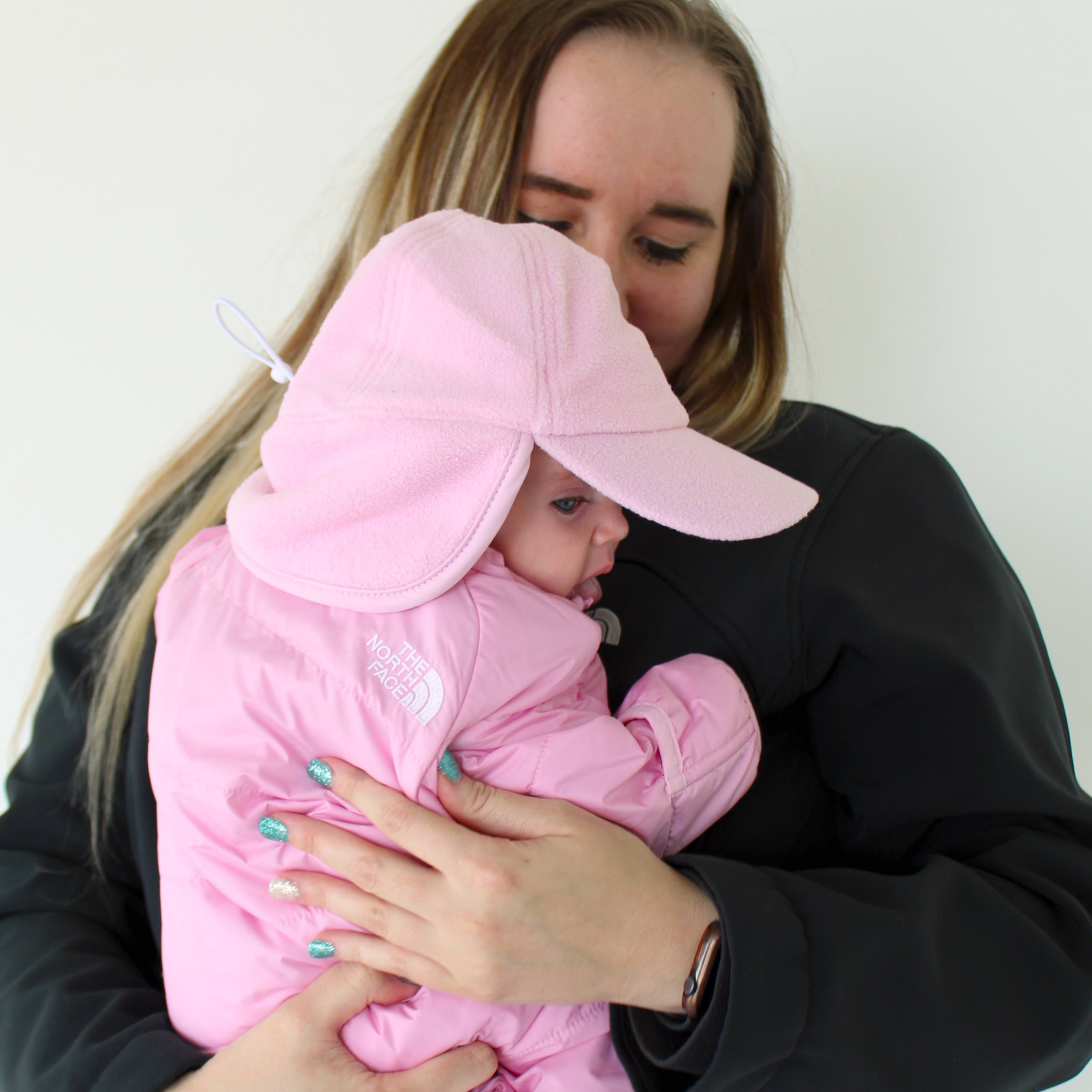 Kids Frosty Fleece Winter Flap Hat - Frosted Pink-SwimZip UPF 50+ Sun Protective Swimwear & UV Zipper Rash Guards-pos3