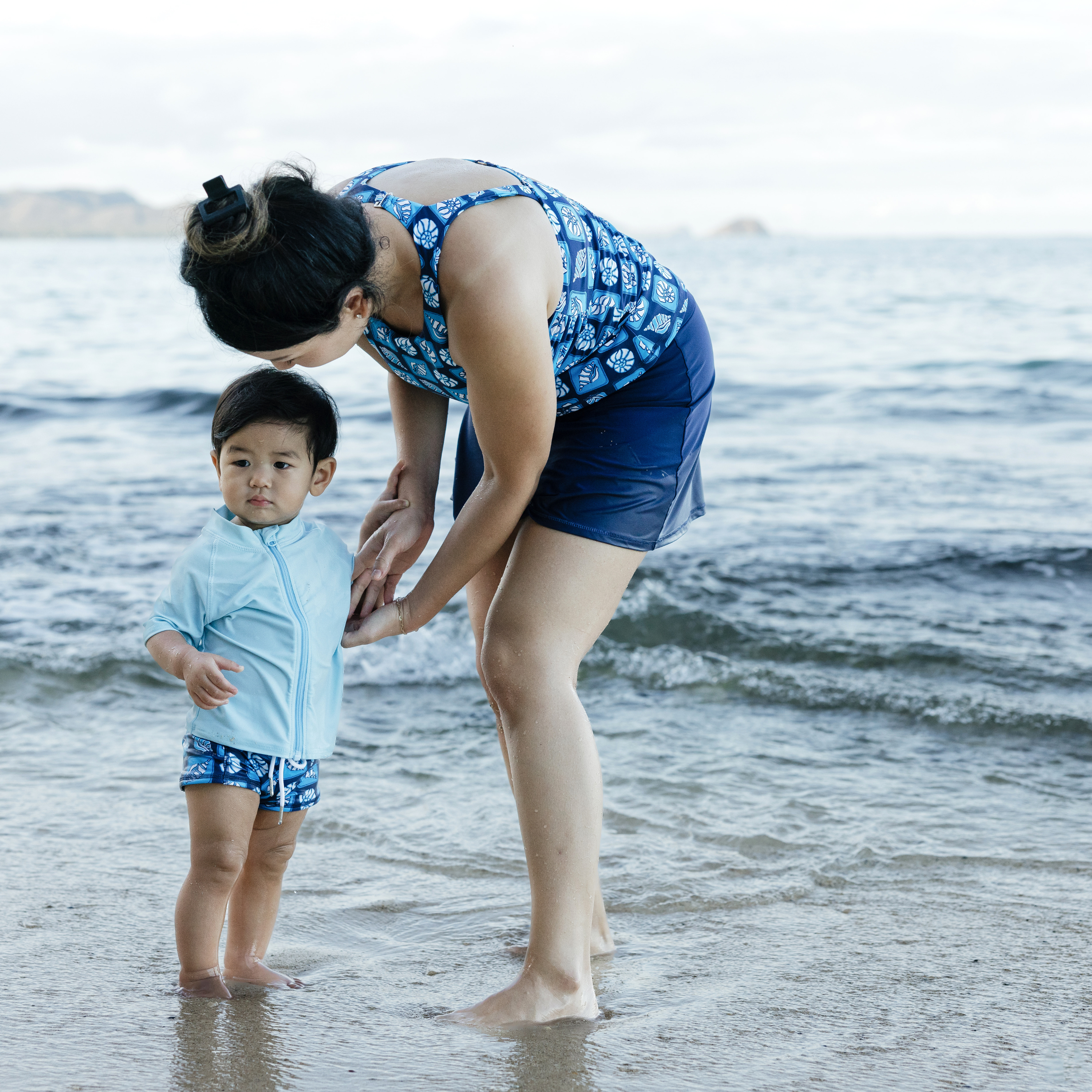 Kids Euro Swim Shorties | "Coastal"-SwimZip UPF 50+ Sun Protective Swimwear & UV Zipper Rash Guards-pos7