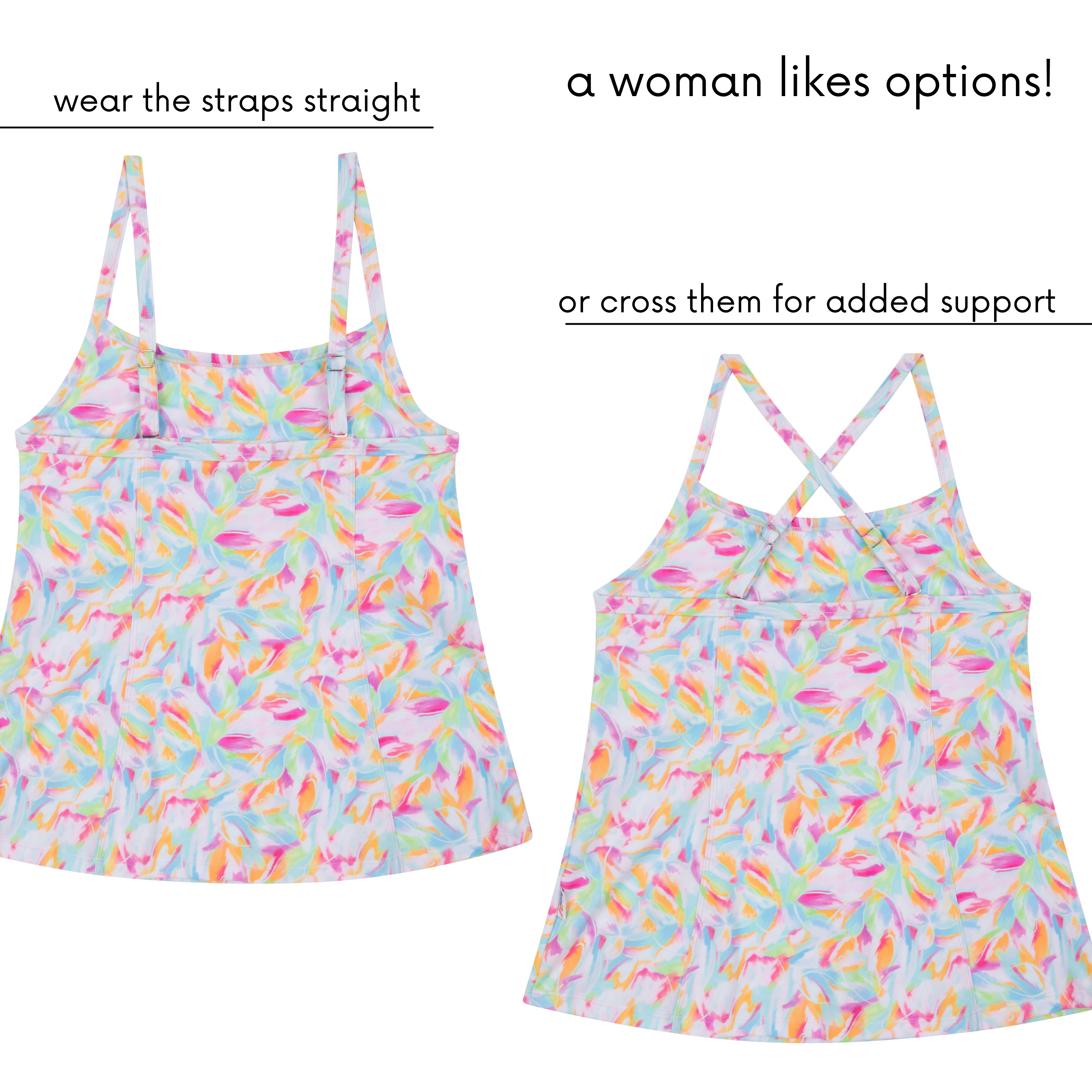 Women’s Strappy A-Line Tankini Top | “Petals"-SwimZip UPF 50+ Sun Protective Swimwear & UV Zipper Rash Guards-pos8
