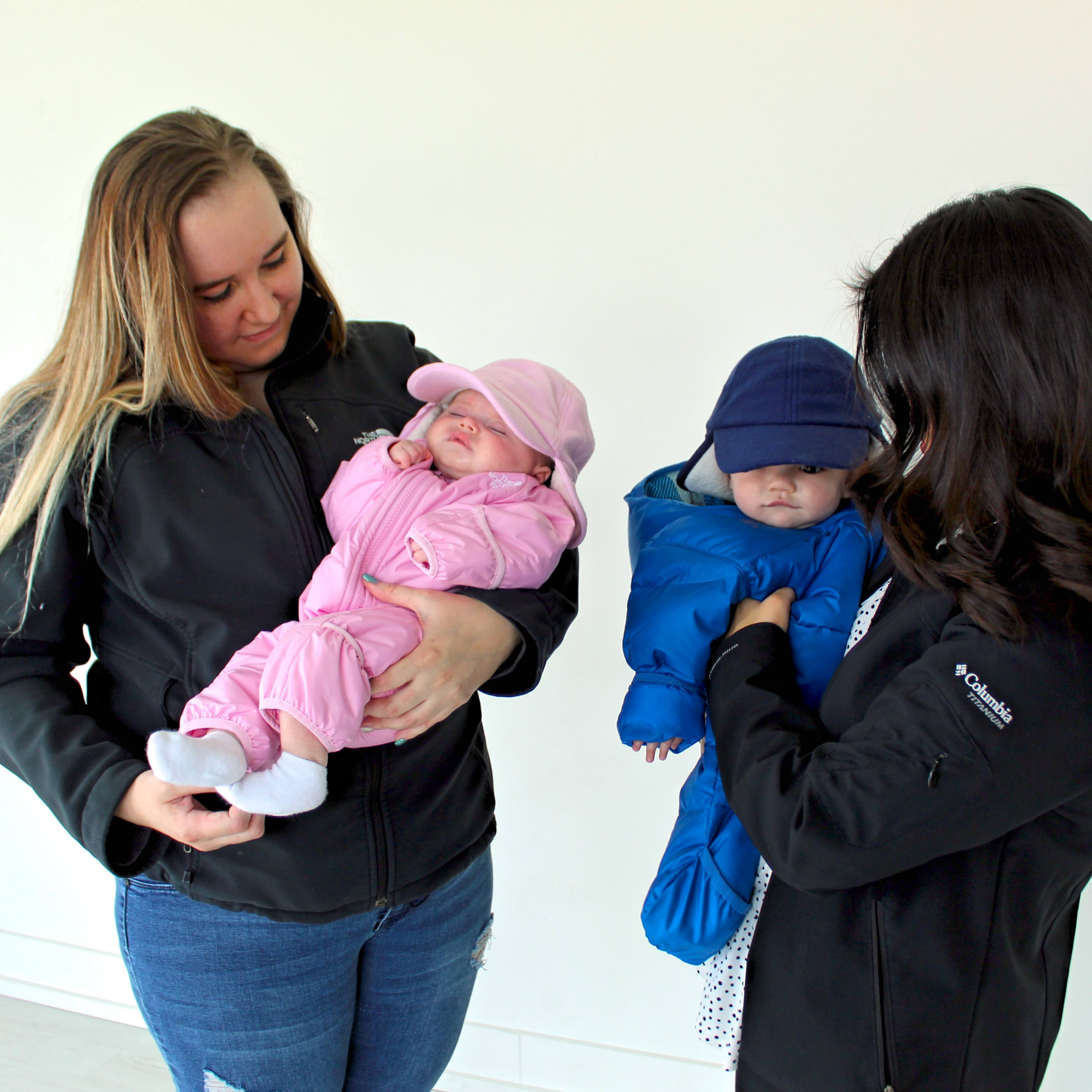 Kids Frosty Fleece Winter Flap Hat - Frosted Pink-SwimZip UPF 50+ Sun Protective Swimwear & UV Zipper Rash Guards-pos5