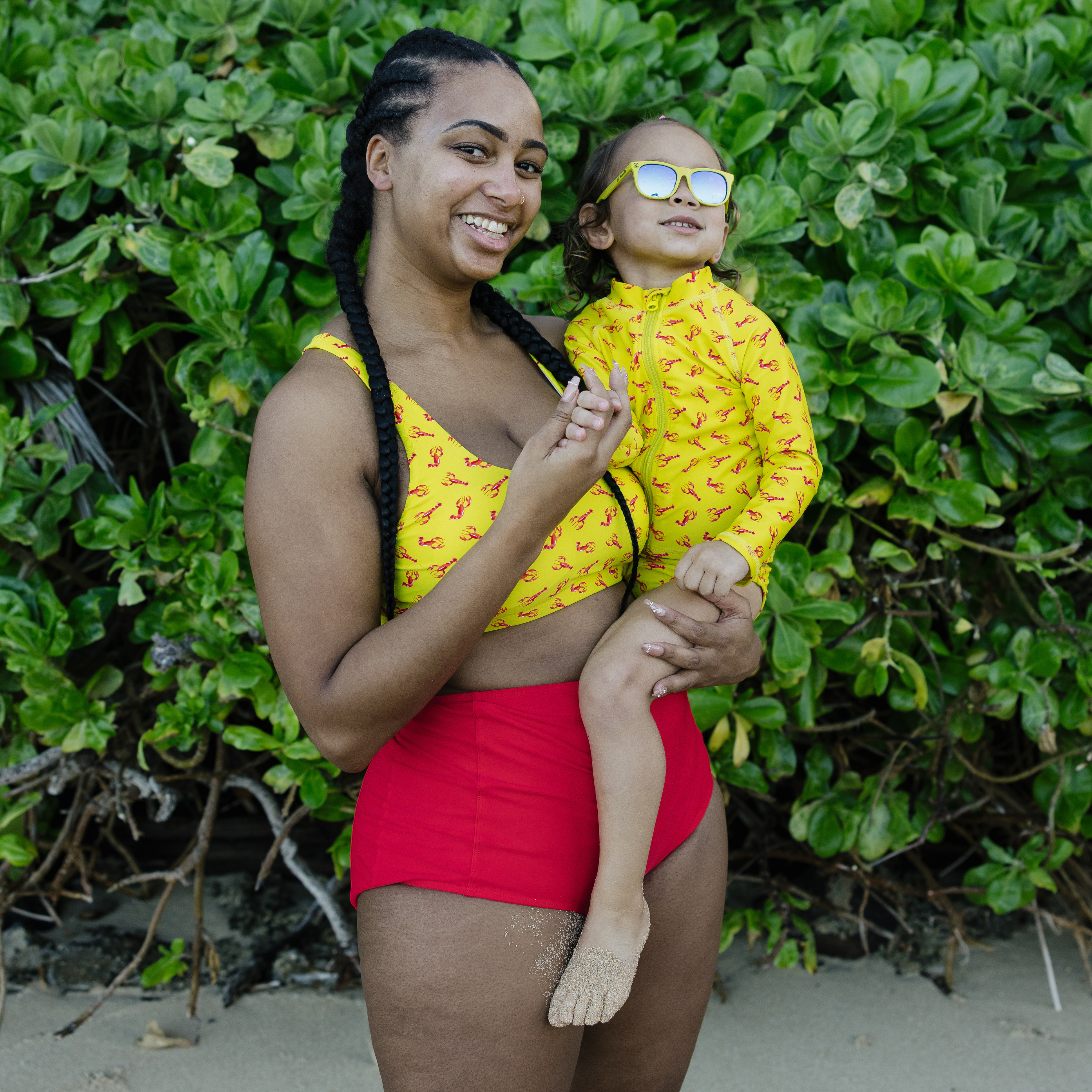 Women's High Waist Bikini Bottoms | "Red"-SwimZip UPF 50+ Sun Protective Swimwear & UV Zipper Rash Guards-pos7