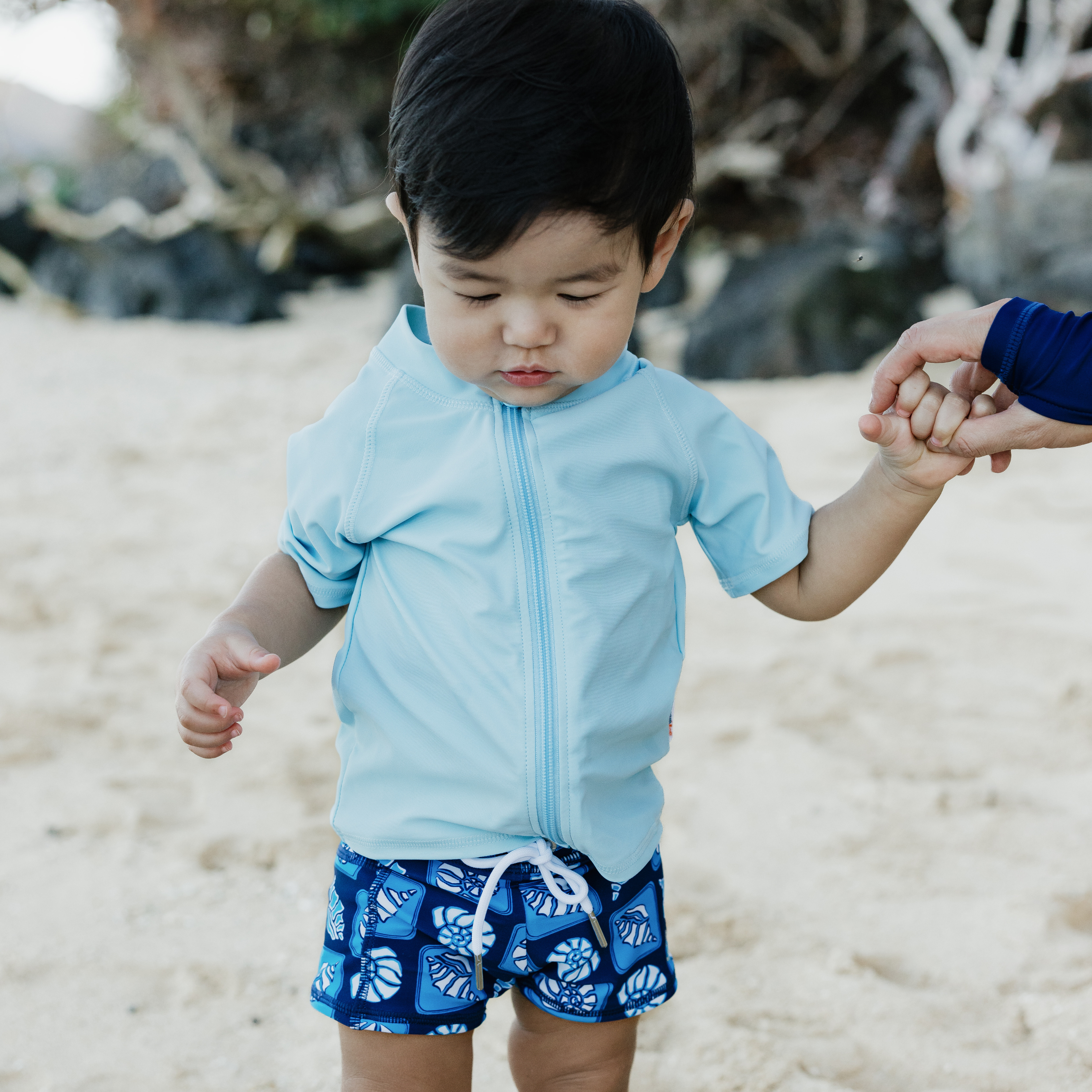 Kids Euro Swim Shorties | "Coastal"-SwimZip UPF 50+ Sun Protective Swimwear & UV Zipper Rash Guards-pos9