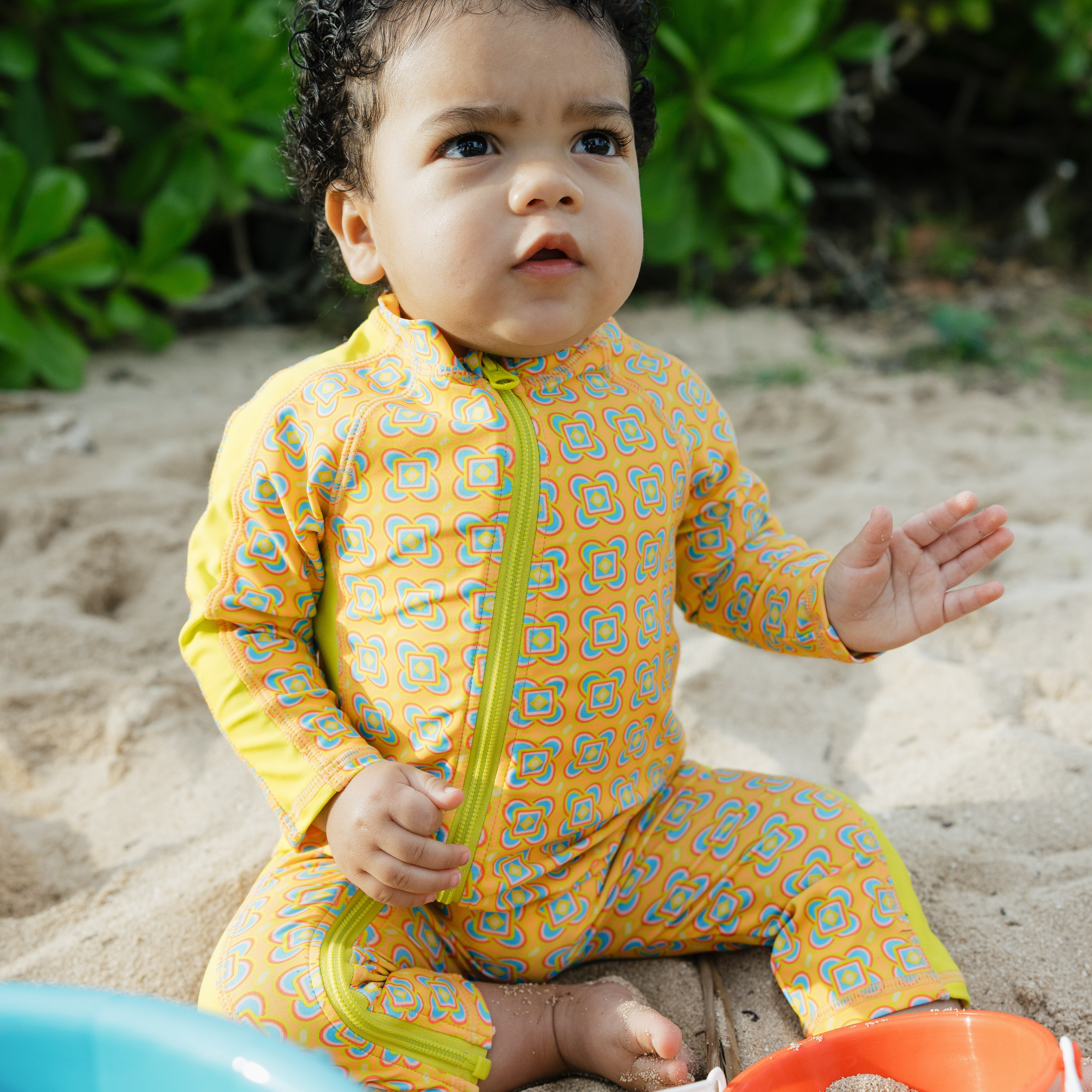 Sunsuit - Long Sleeve Romper Swimsuit | "Kaleidoscope"-SwimZip UPF 50+ Sun Protective Swimwear & UV Zipper Rash Guards-pos3