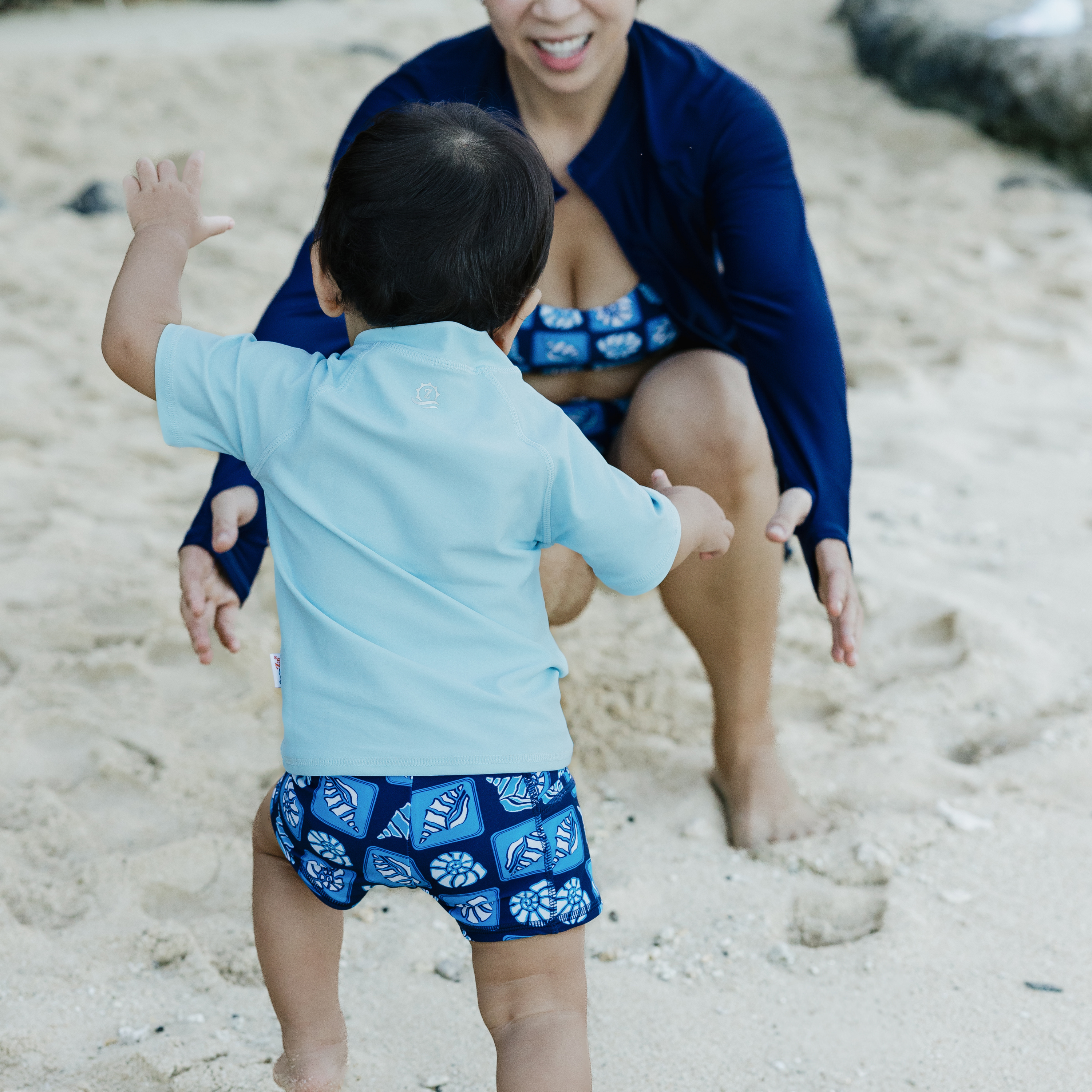 Kids Euro Swim Shorties | "Coastal"-SwimZip UPF 50+ Sun Protective Swimwear & UV Zipper Rash Guards-pos10