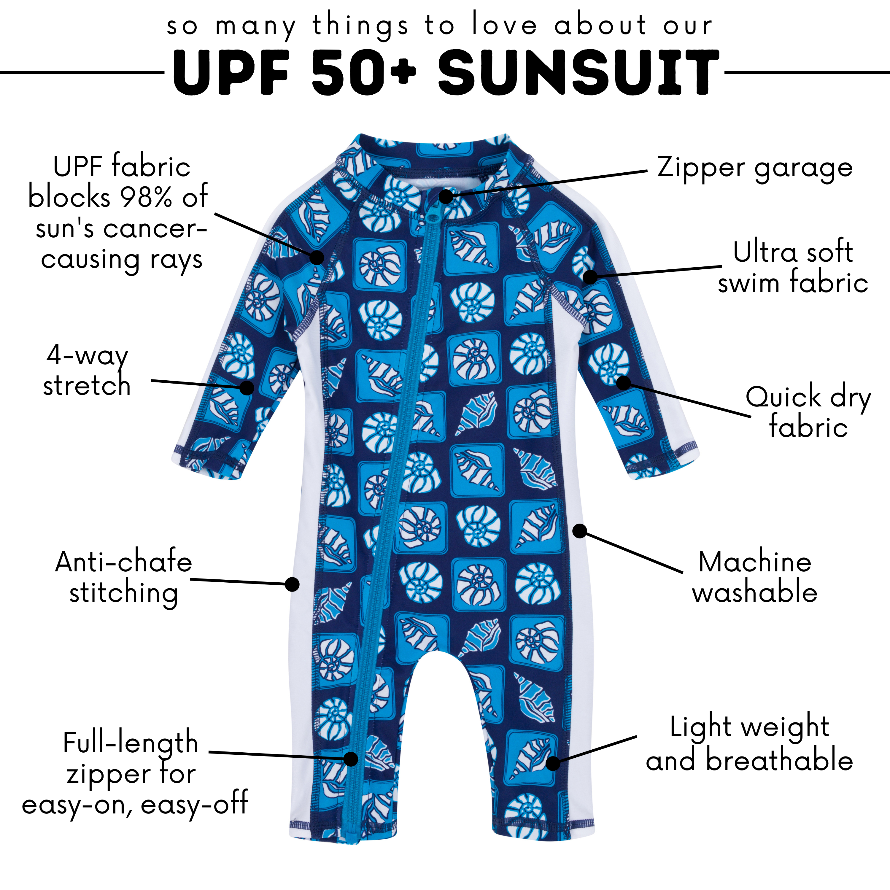 Sunsuit - Long Sleeve Romper Swimsuit | "Coastal"-SwimZip UPF 50+ Sun Protective Swimwear & UV Zipper Rash Guards-pos4