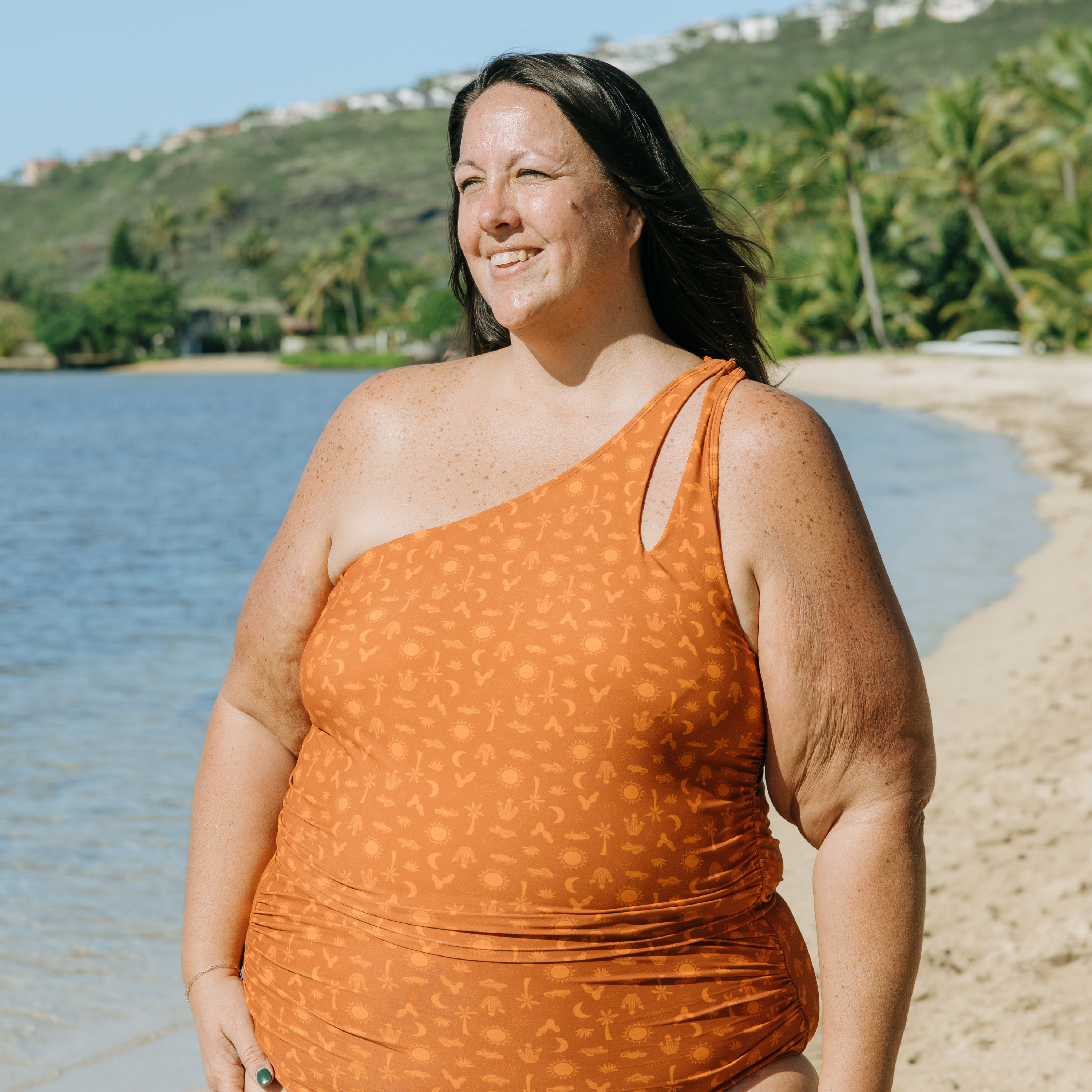 Women’s One Shoulder Crop Tankini Top | “Desert”-SwimZip UPF 50+ Sun Protective Swimwear & UV Zipper Rash Guards-pos8