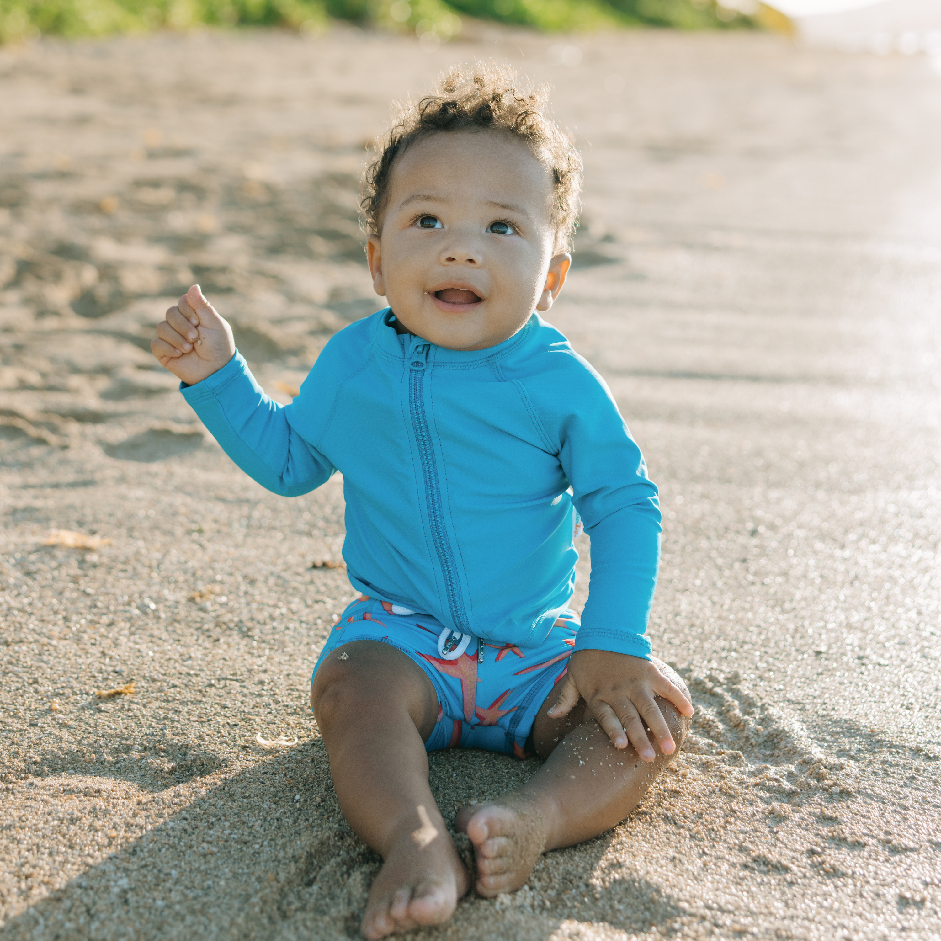 Kids Euro Swim Shorties | "Starfish"-SwimZip UPF 50+ Sun Protective Swimwear & UV Zipper Rash Guards-pos4