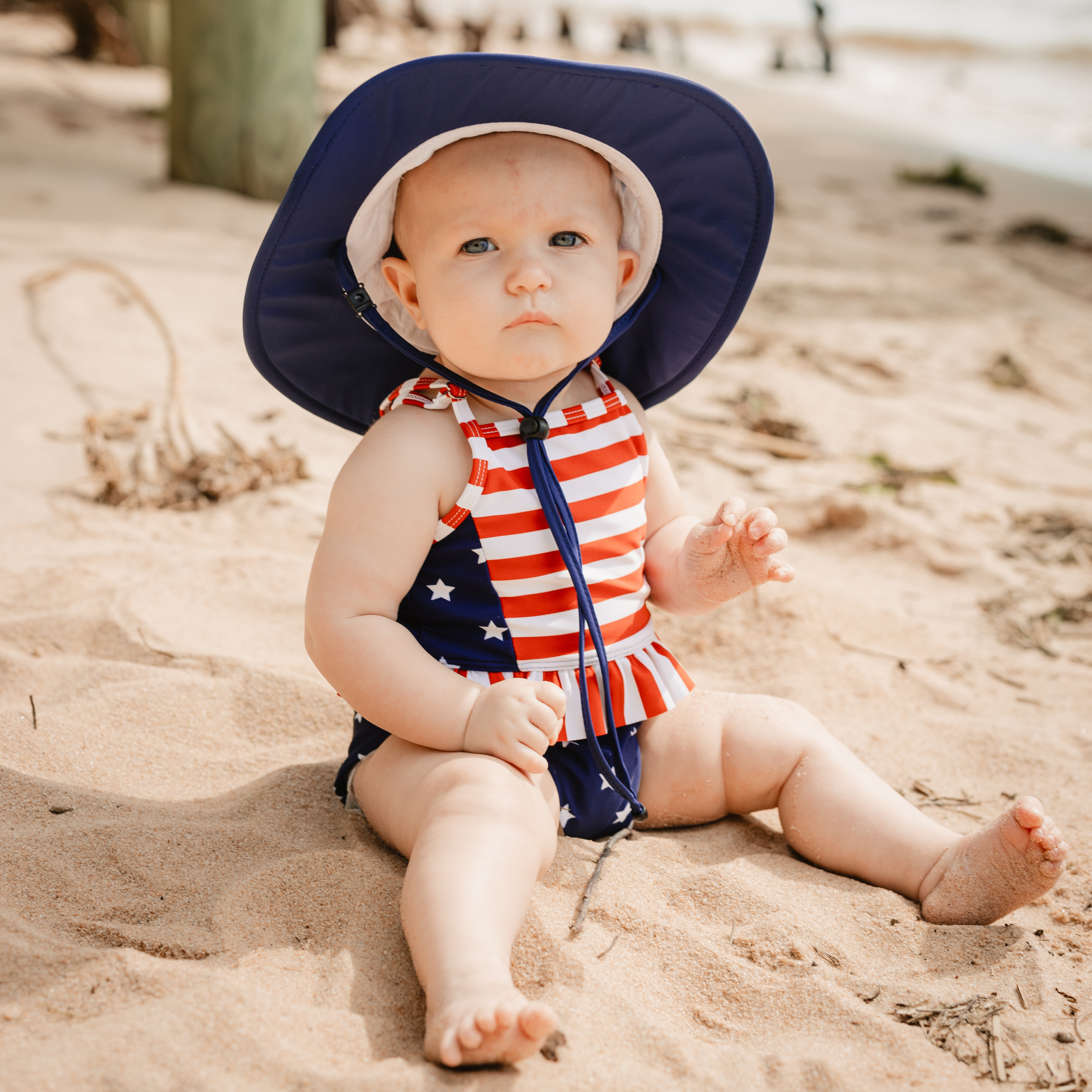 Girls One-Piece Swimsuit + Long Sleeve Rash Guard Set (2 Piece) | "Americana"-SwimZip UPF 50+ Sun Protective Swimwear & UV Zipper Rash Guards-pos3