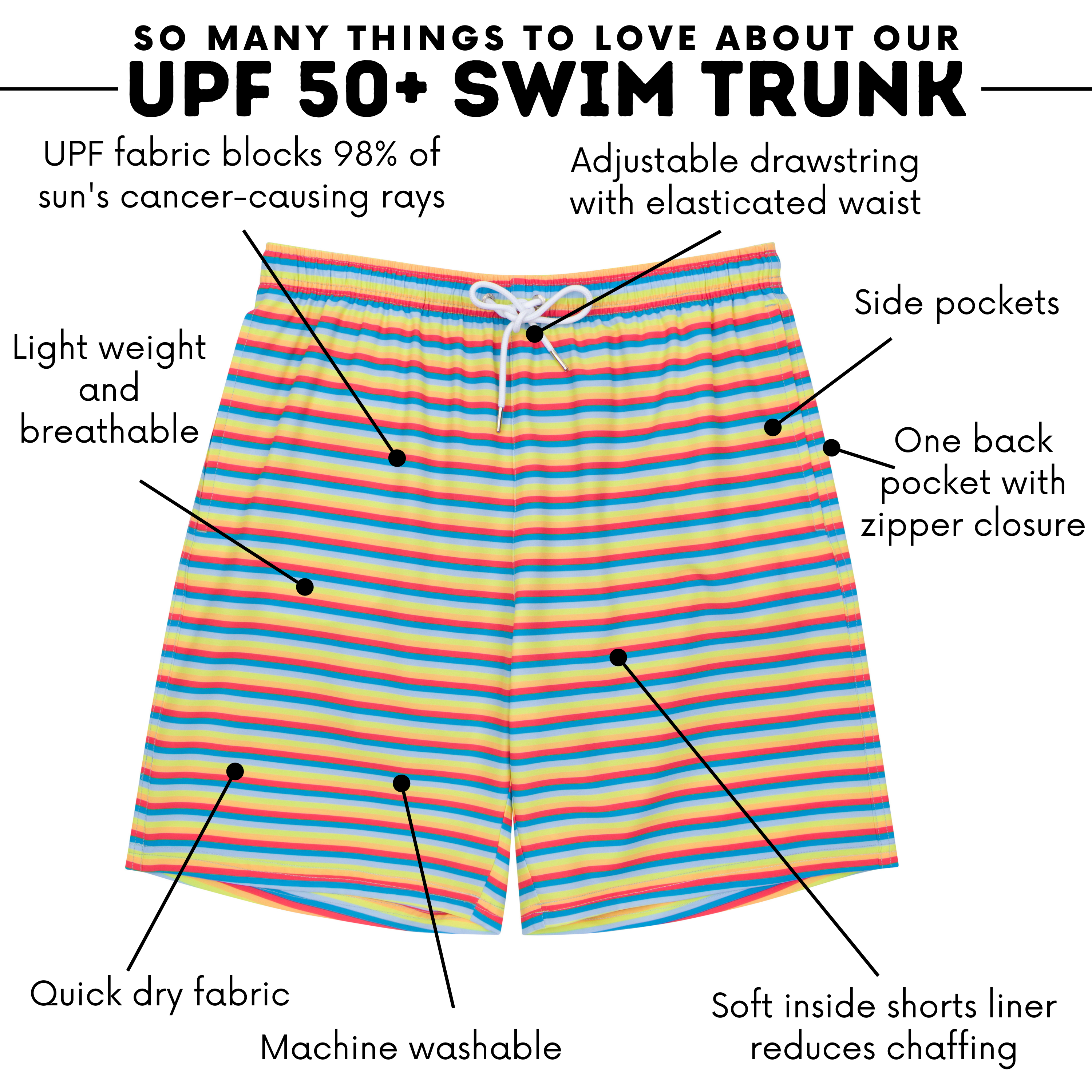 Men's 8" Swim Trunks Boxer Brief Liner | "Sunny Stripe"-SwimZip UPF 50+ Sun Protective Swimwear & UV Zipper Rash Guards-pos5