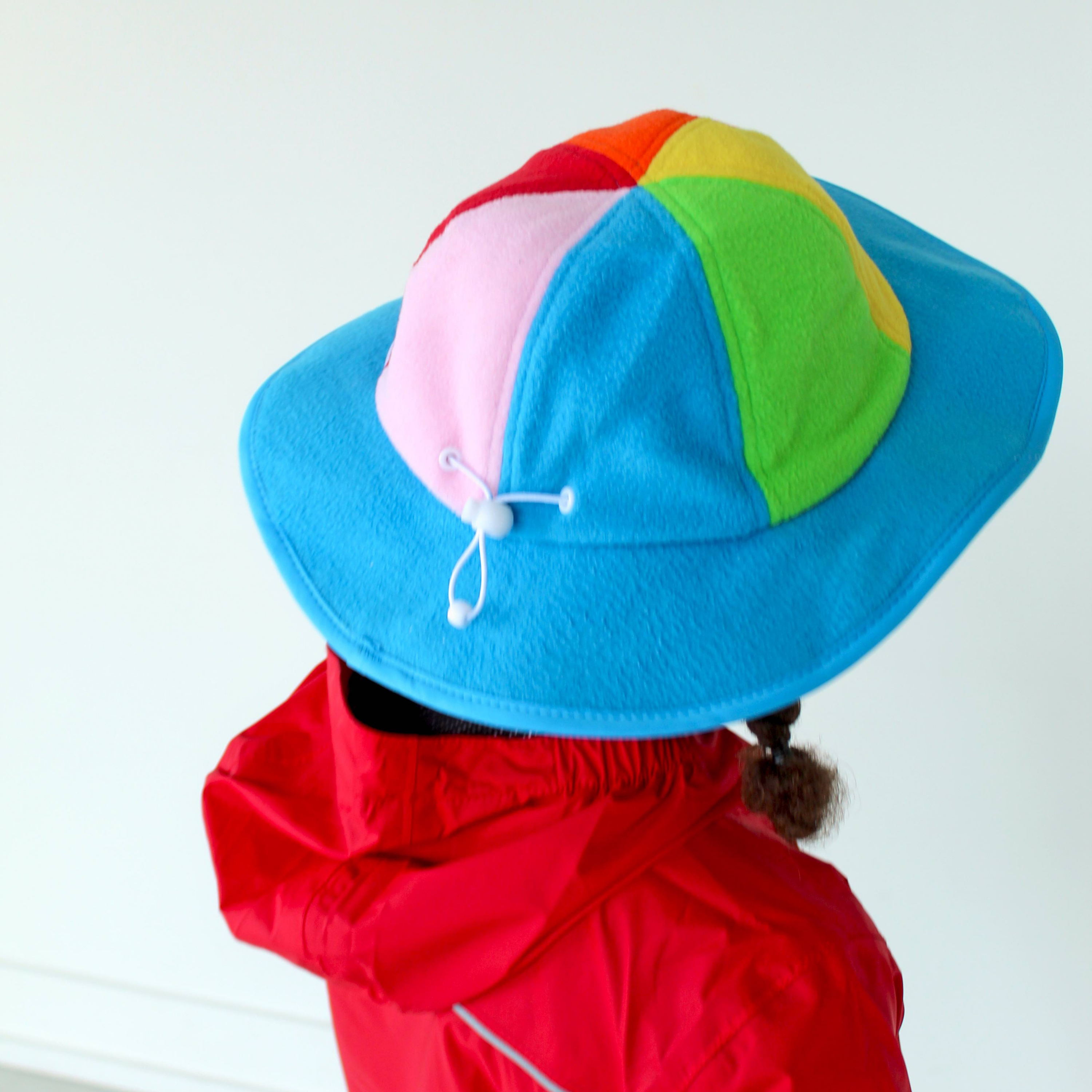 Fleece Wide Brim Winter Hat For Kids | “Rainbow Print”-SwimZip UPF 50+ Sun Protective Swimwear & UV Zipper Rash Guards-pos9