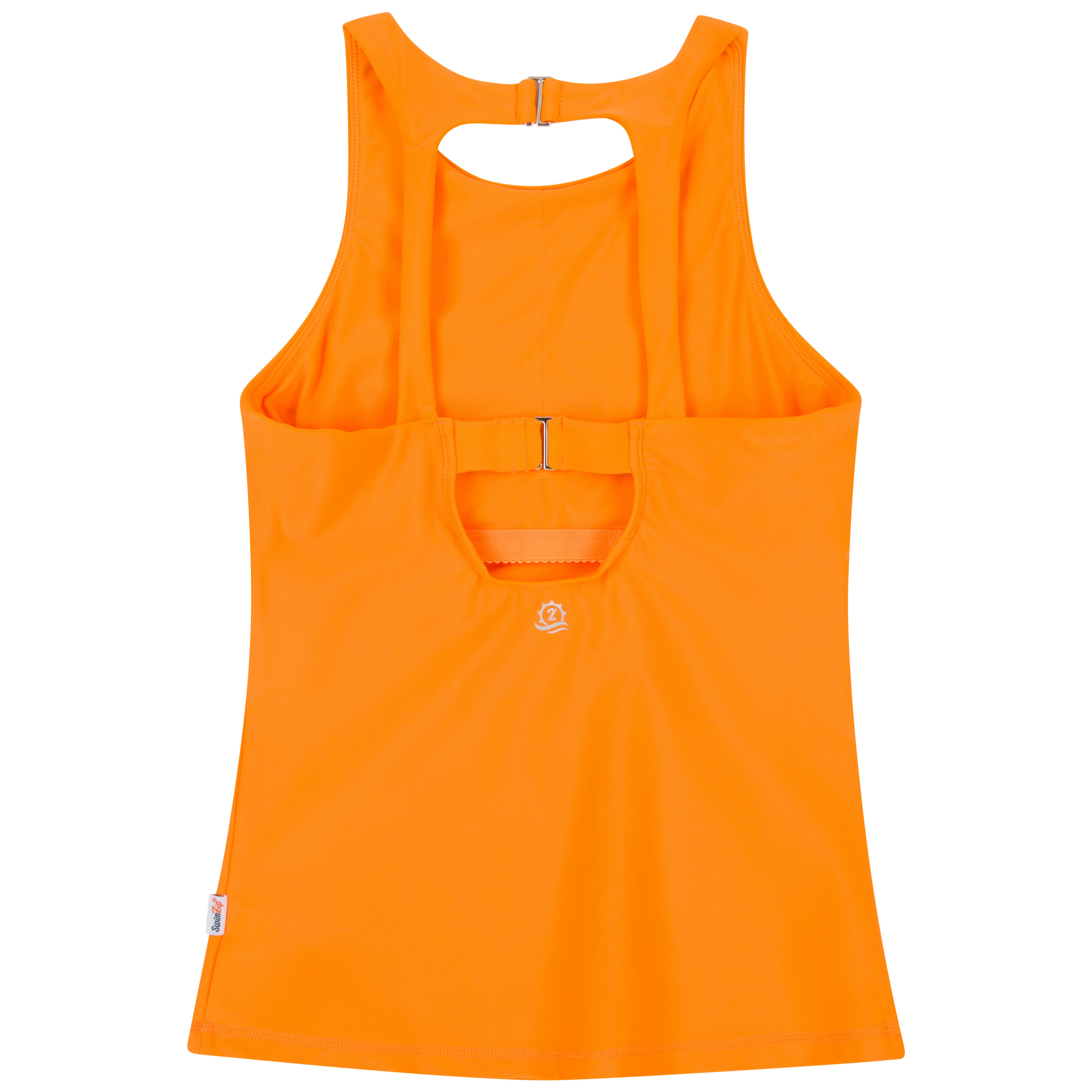Women’s High Neck Fitted Tankini Top | “Orange"-SwimZip UPF 50+ Sun Protective Swimwear & UV Zipper Rash Guards-pos9