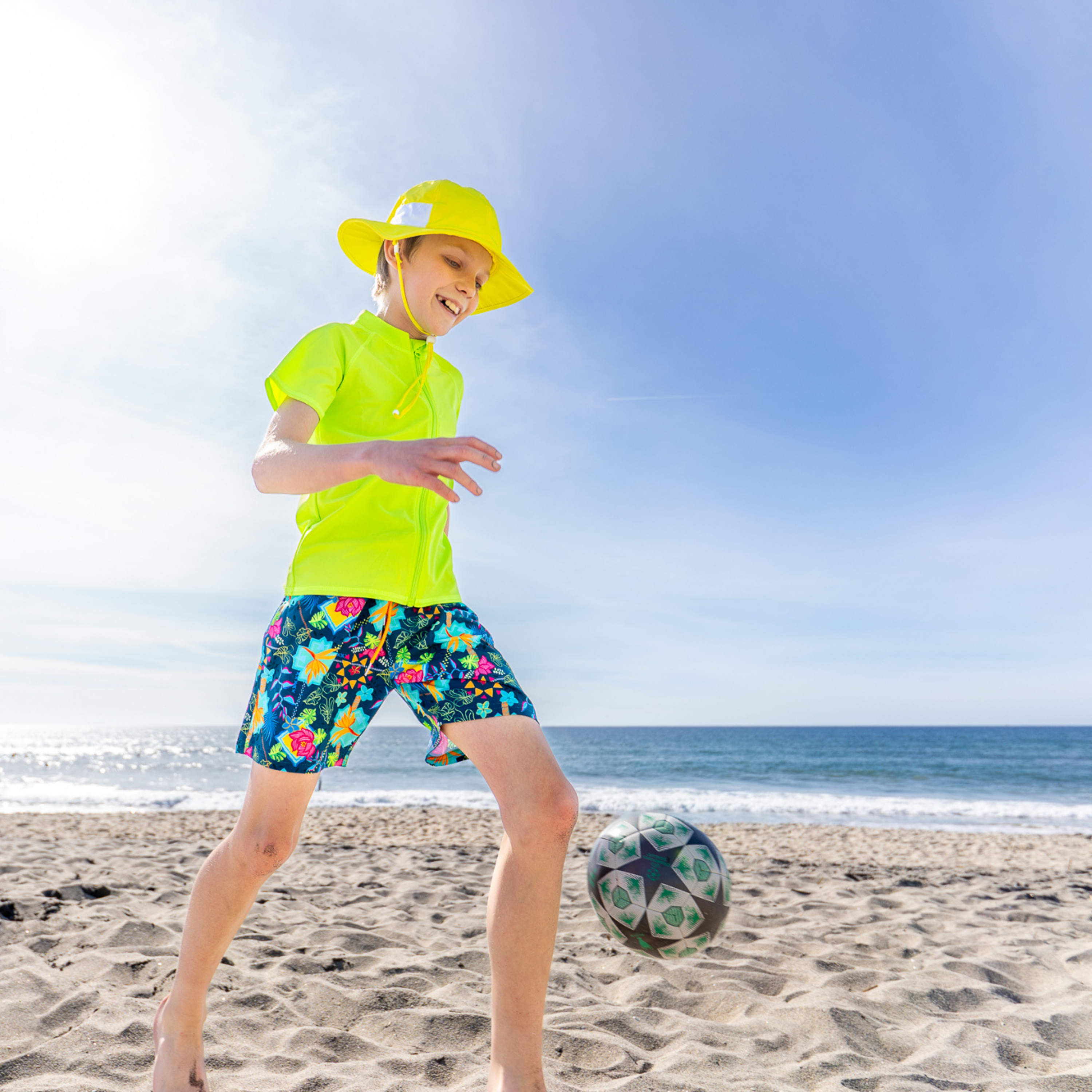 Kids Wide Brim Sun Hat "Fun Sun Day Play Hat" - Sulphur Yellow-SwimZip UPF 50+ Sun Protective Swimwear & UV Zipper Rash Guards-pos2