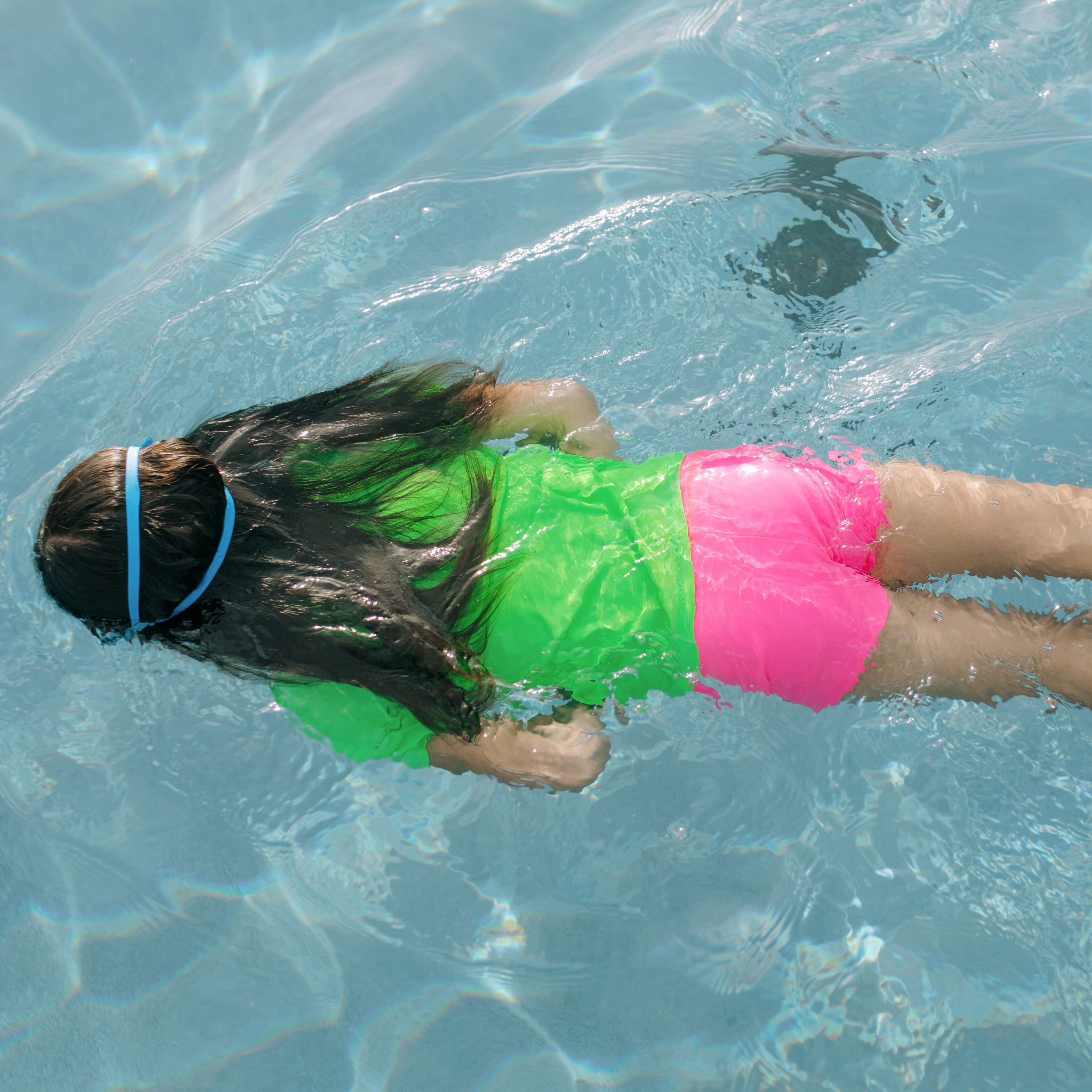 Kids Euro Swim Shorties | "Neon Pink"-SwimZip UPF 50+ Sun Protective Swimwear & UV Zipper Rash Guards-pos8