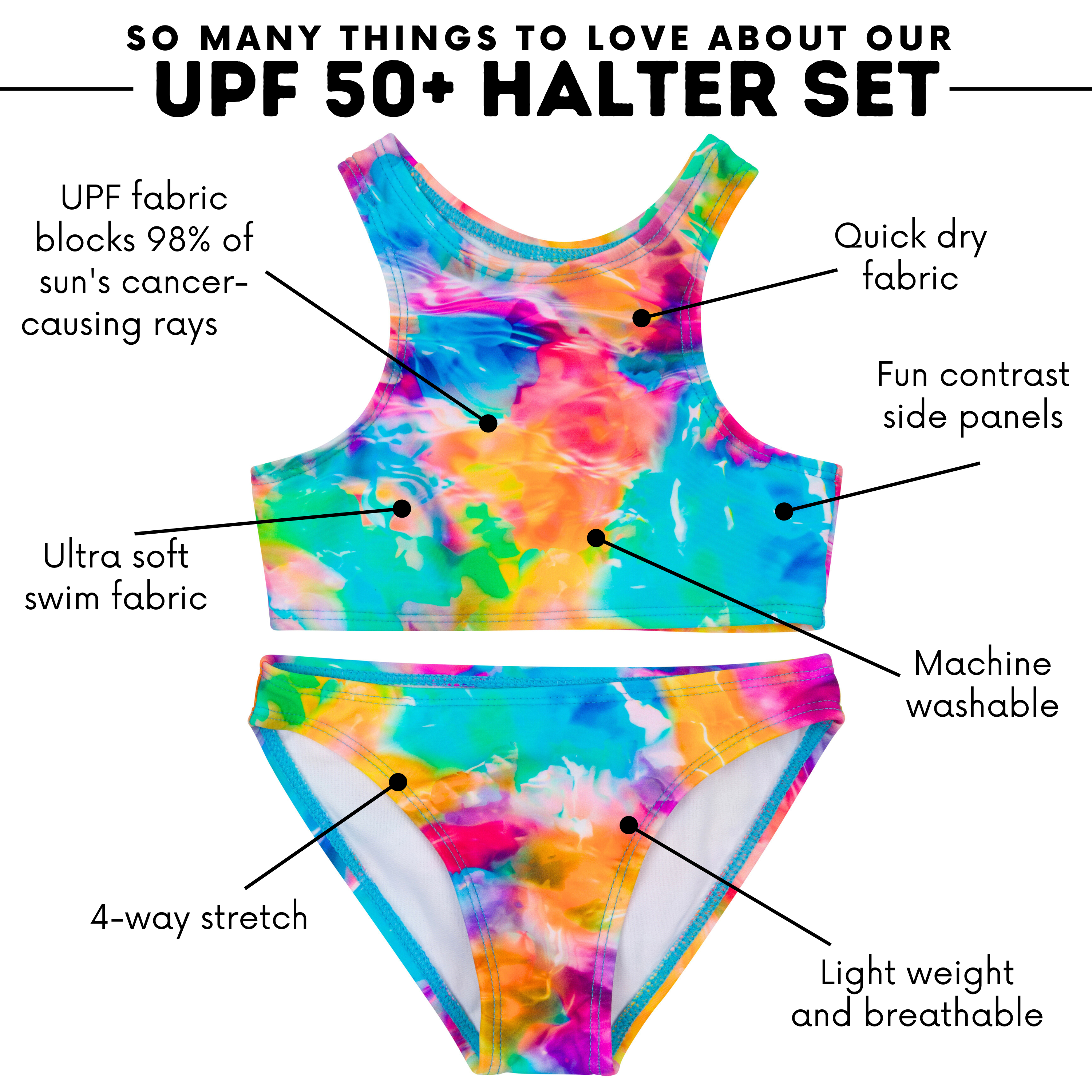 Girls Halter Top Bikini Set (2 Piece) | "Impressions"-SwimZip UPF 50+ Sun Protective Swimwear & UV Zipper Rash Guards-pos4