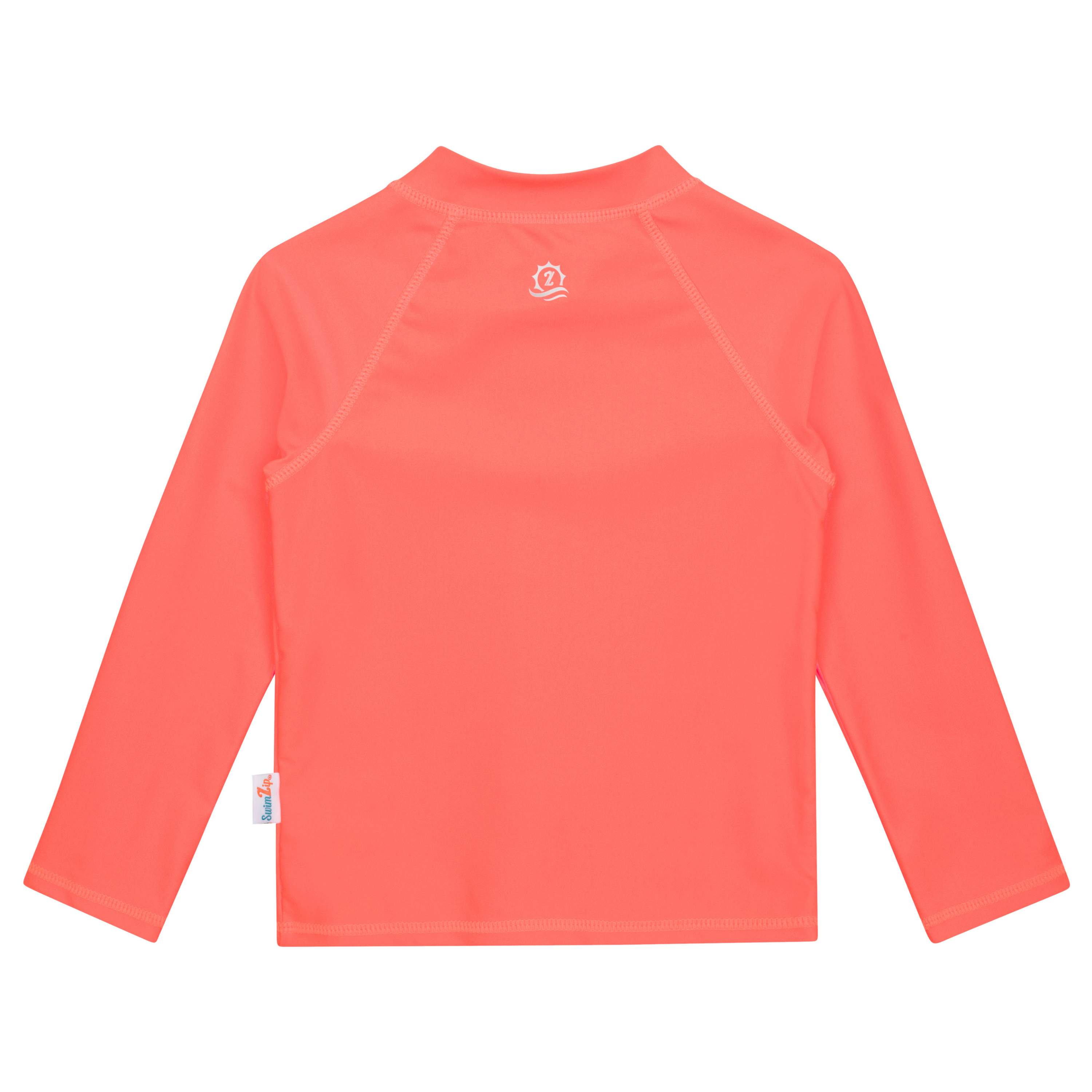 Kids UPF 50+ Long Sleeve Zipper Rash Guard Swim Shirt | "Neon Orange"-SwimZip UPF 50+ Sun Protective Swimwear & UV Zipper Rash Guards-pos2