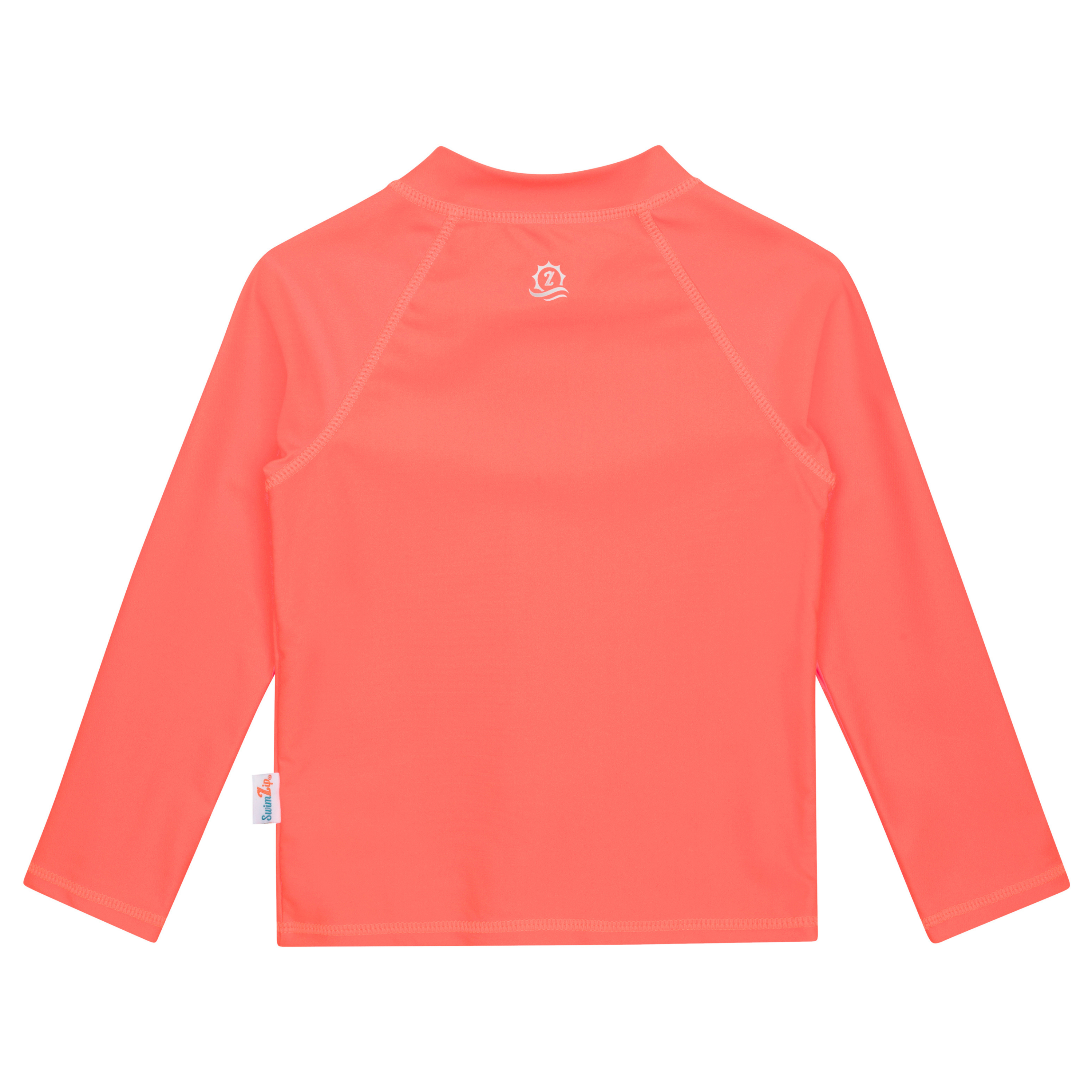 Kids UPF 50+ Long Sleeve Zipper Rash Guard Swim Shirt | "Neon Orange"-SwimZip UPF 50+ Sun Protective Swimwear & UV Zipper Rash Guards-pos9