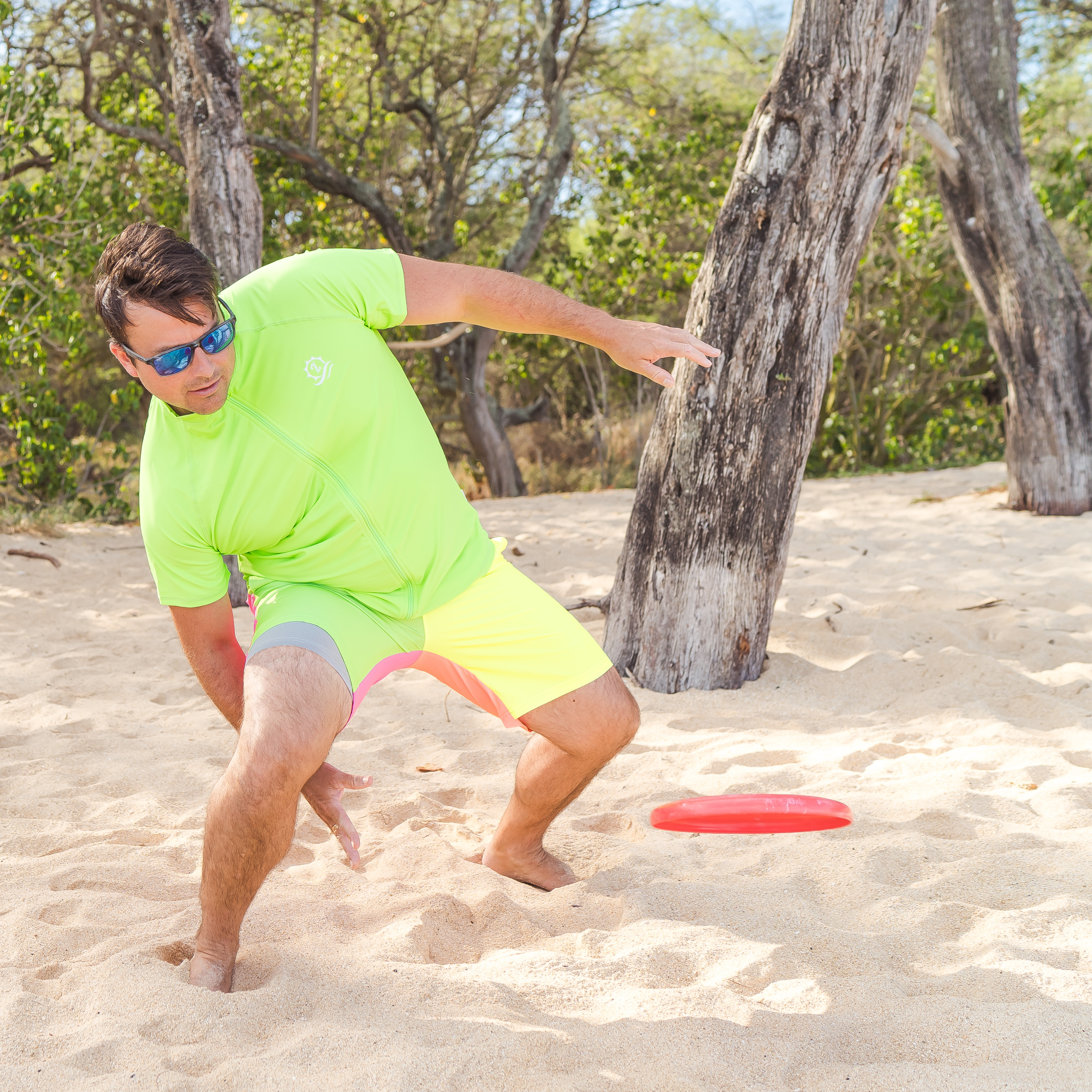 Men's 8" Swim Trunks Boxer Brief Liner | "Neon Sunrise"-SwimZip UPF 50+ Sun Protective Swimwear & UV Zipper Rash Guards-pos6