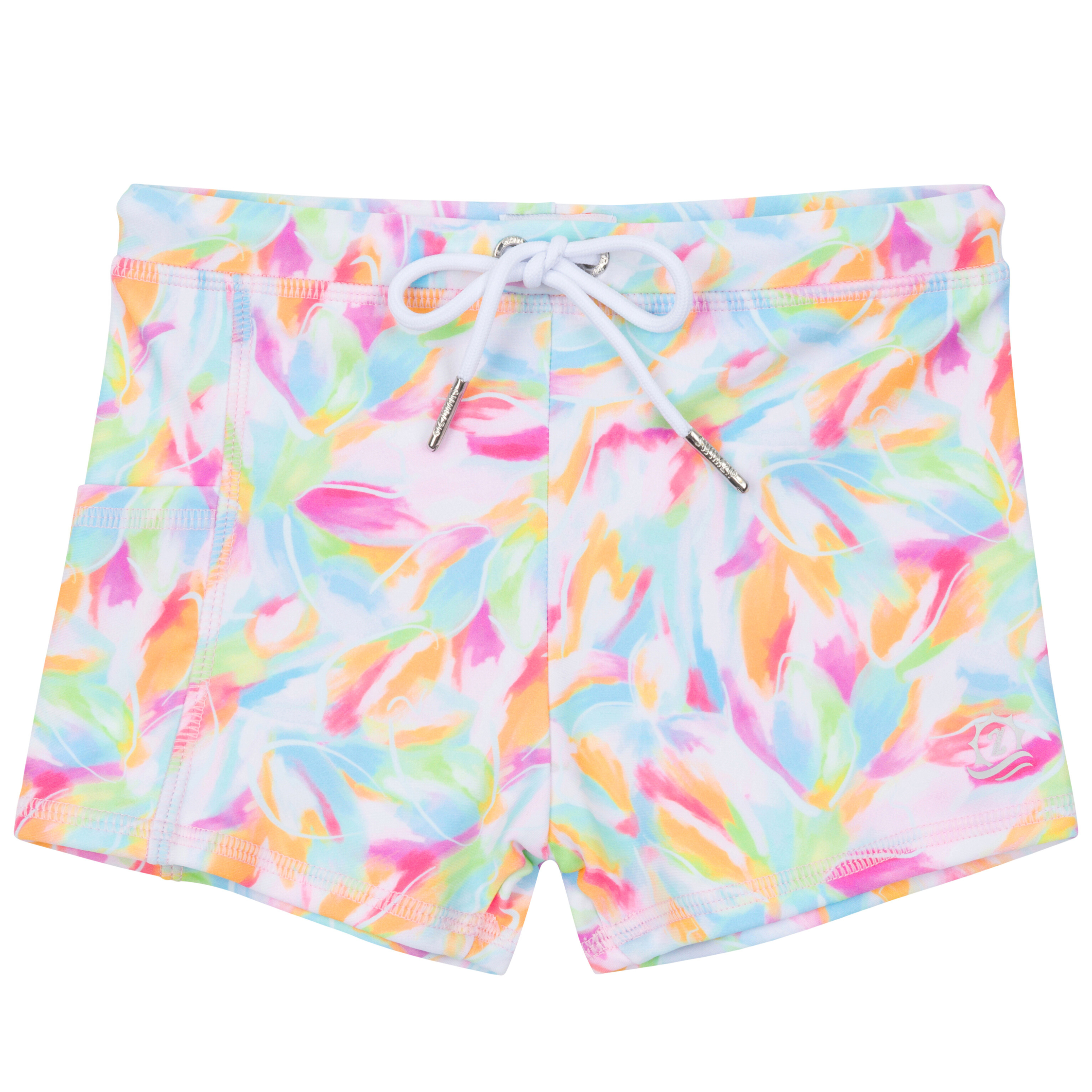 Kids Euro Swim Shorties | "Petals"-6-12 Month-Petals-SwimZip UPF 50+ Sun Protective Swimwear & UV Zipper Rash Guards-pos1