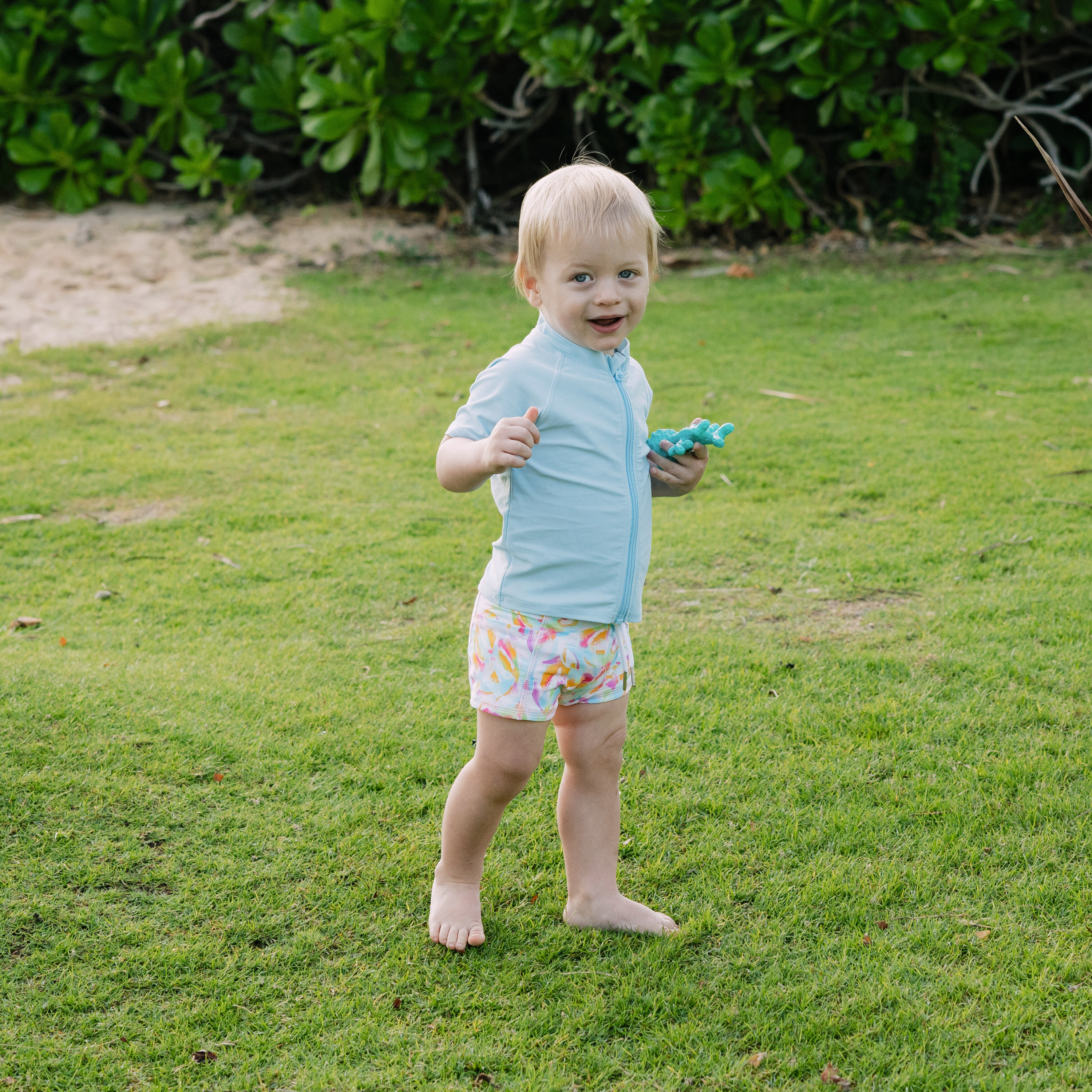 Kids Euro Swim Shorties | "Petals"-SwimZip UPF 50+ Sun Protective Swimwear & UV Zipper Rash Guards-pos2