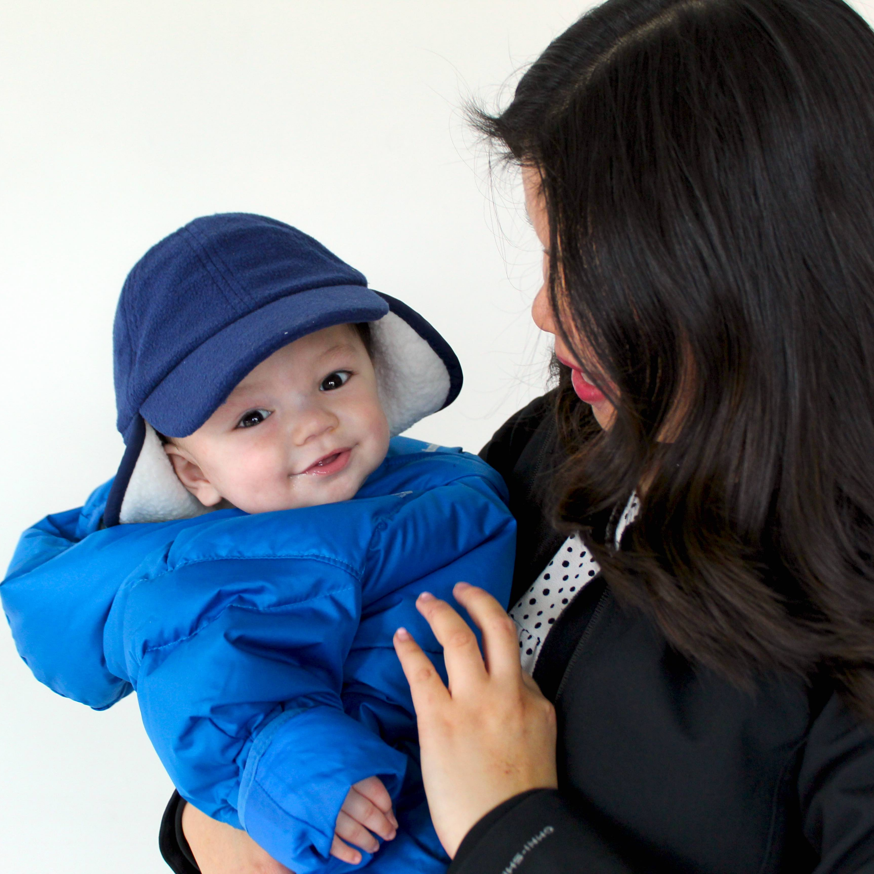 Kids Frosty Fleece Winter Flap Hat - Midnight-SwimZip UPF 50+ Sun Protective Swimwear & UV Zipper Rash Guards-pos2