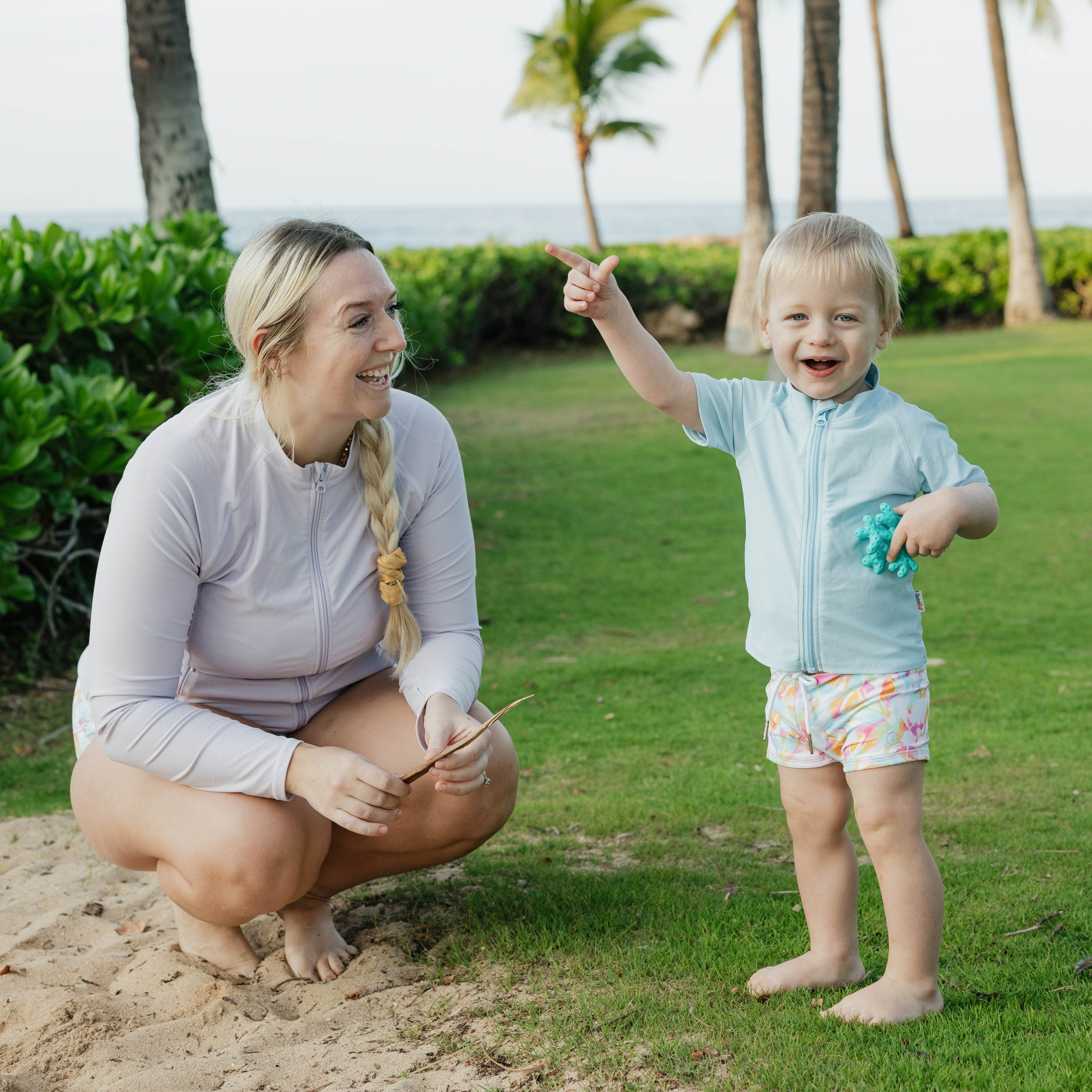 Kids Euro Swim Shorties | "Petals"-SwimZip UPF 50+ Sun Protective Swimwear & UV Zipper Rash Guards-pos3