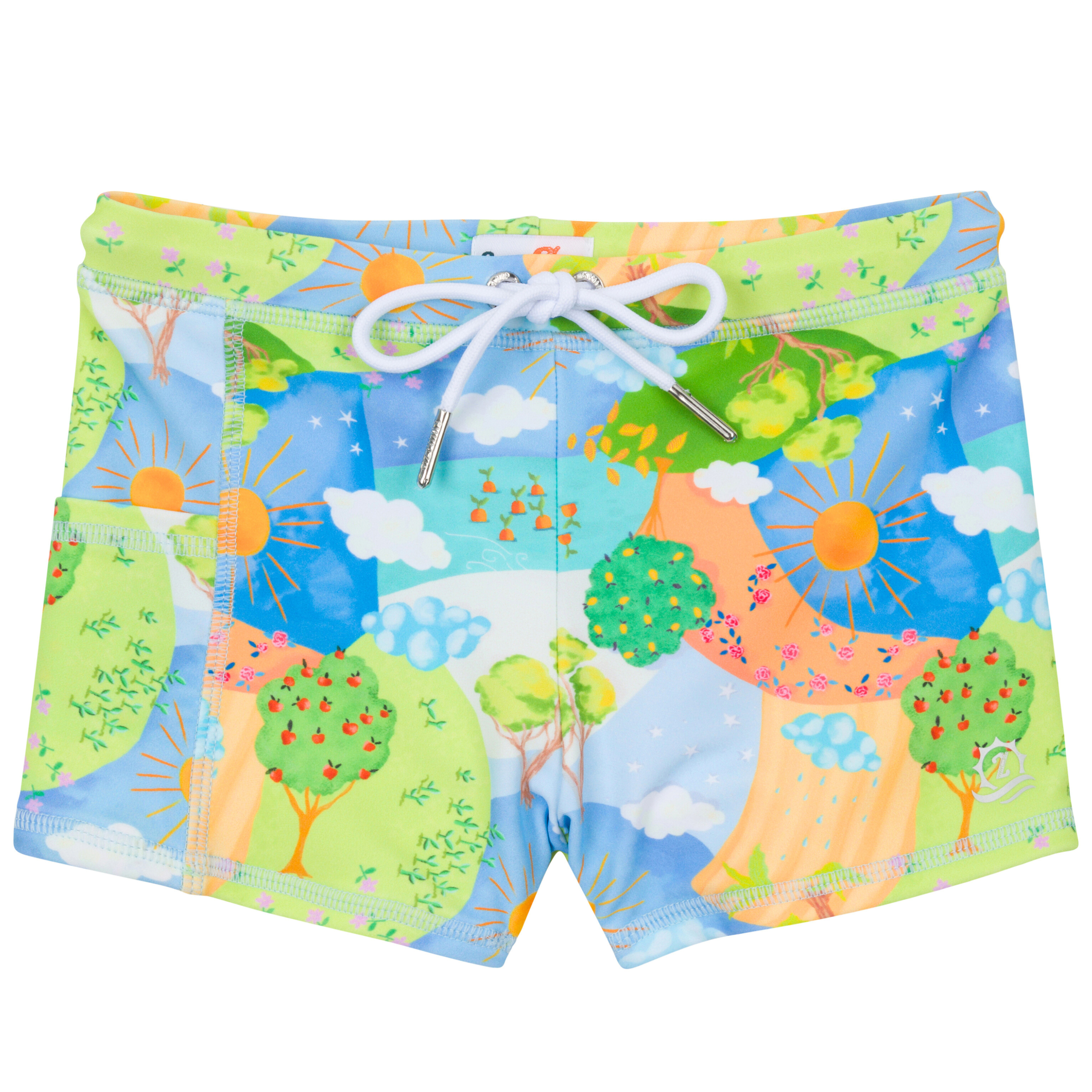Kids Euro Swim Shorties | "Sunshine"-6-12 Month-Sunshine-SwimZip UPF 50+ Sun Protective Swimwear & UV Zipper Rash Guards-pos1