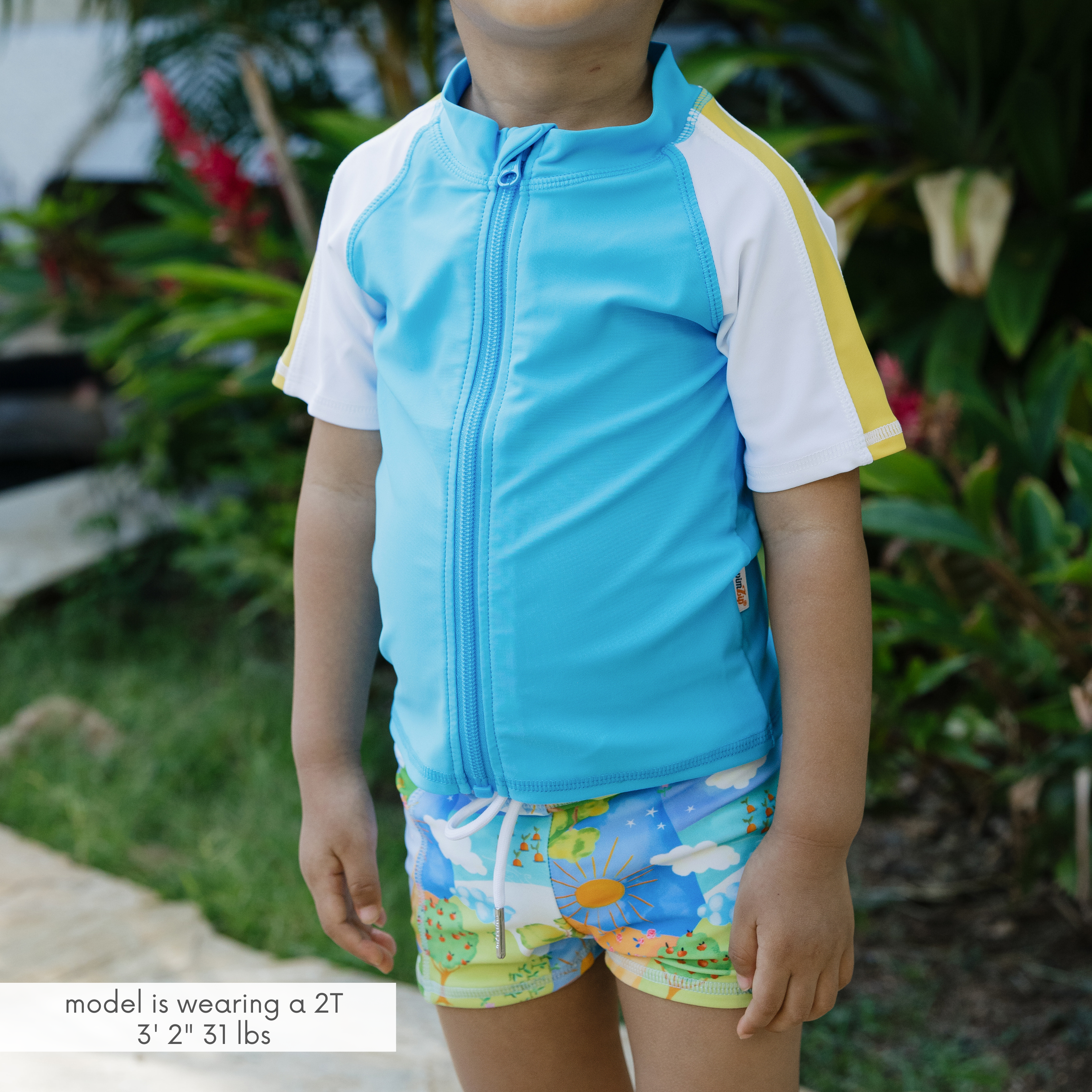 Kids Euro Swim Shorties | "Sunshine"-SwimZip UPF 50+ Sun Protective Swimwear & UV Zipper Rash Guards-pos2