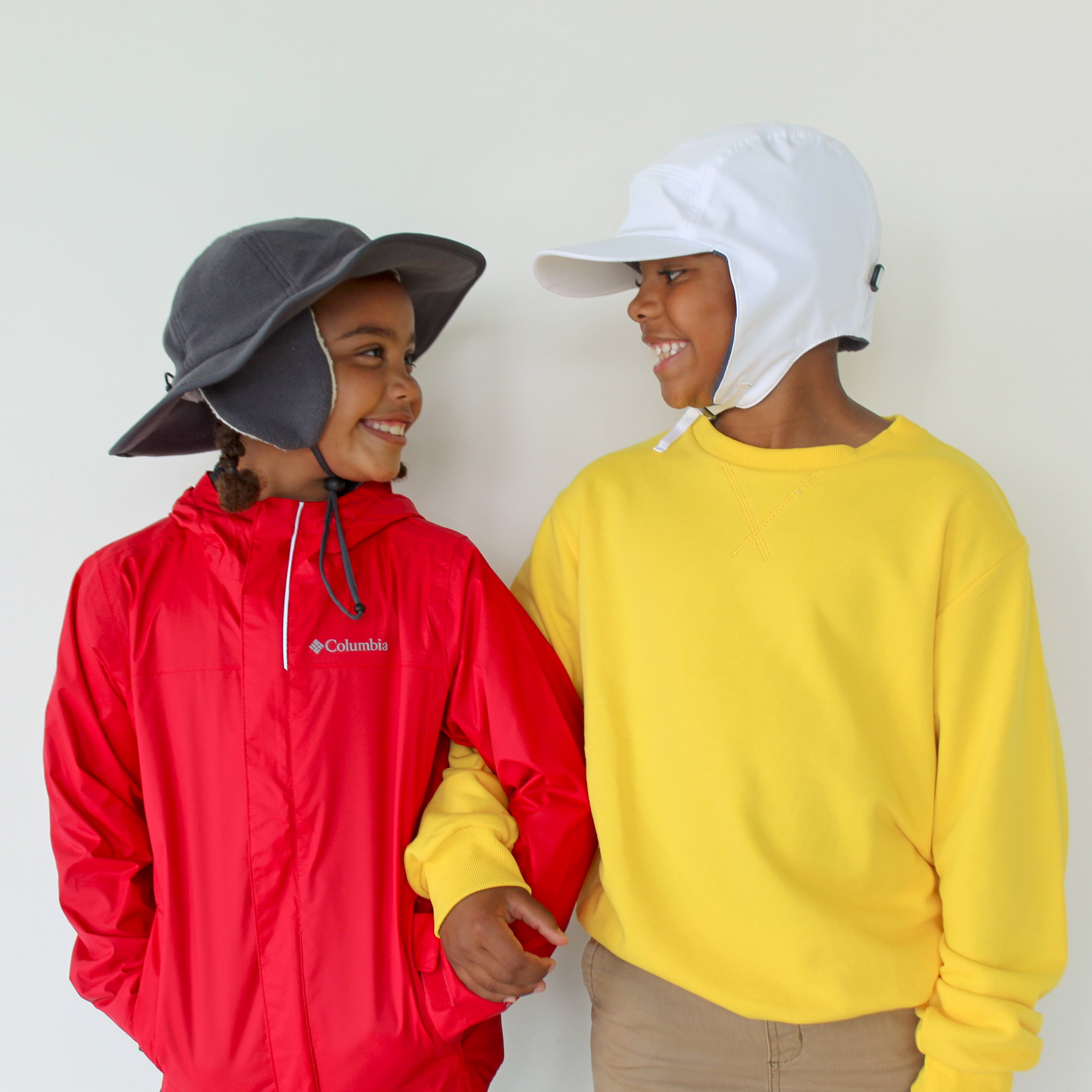 Kids Tundra Ear Flap Fleece Winter Wide Brim Sun Hat - Slate-SwimZip UPF 50+ Sun Protective Swimwear & UV Zipper Rash Guards-pos11