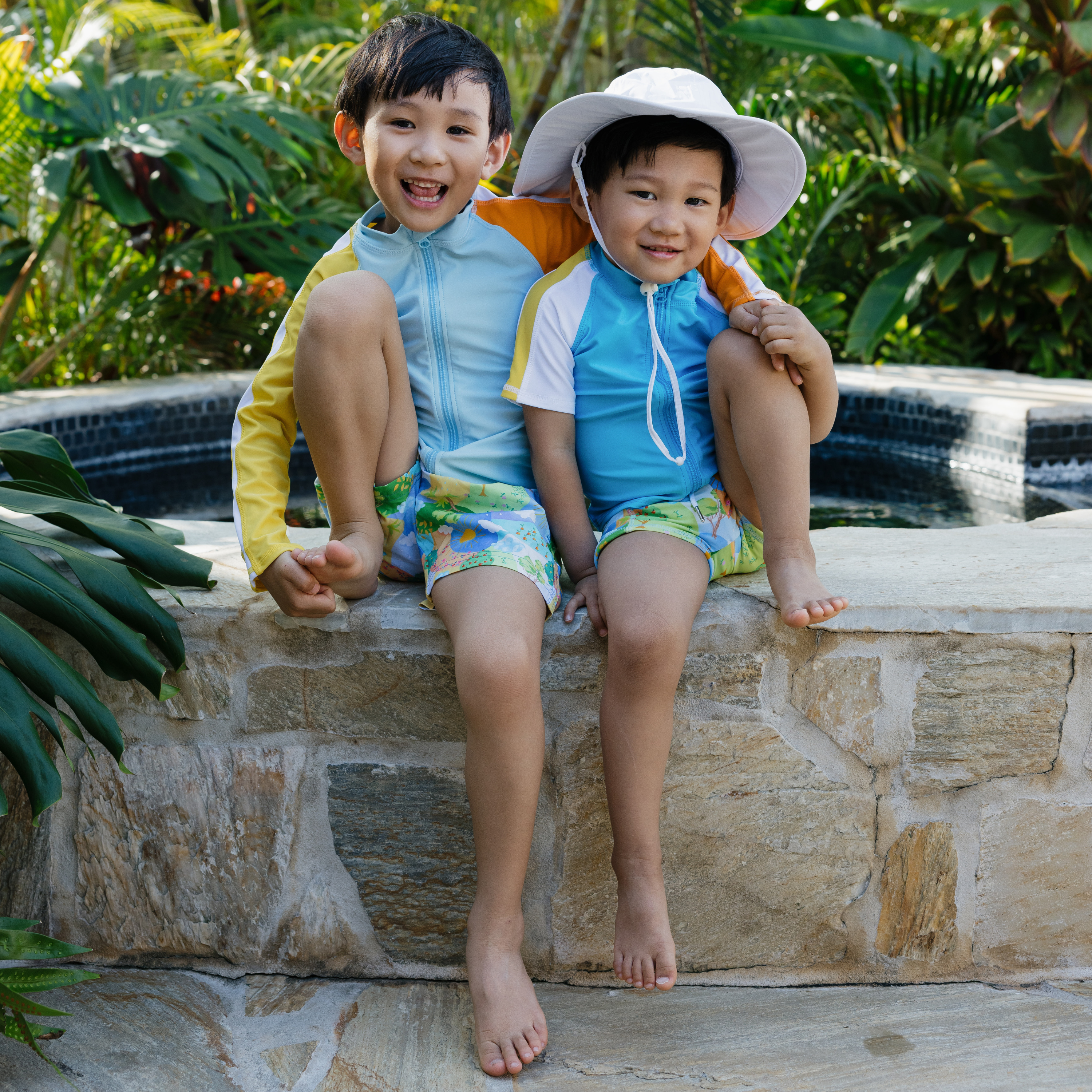 Kids Euro Swim Shorties | "Sunshine"-SwimZip UPF 50+ Sun Protective Swimwear & UV Zipper Rash Guards-pos3