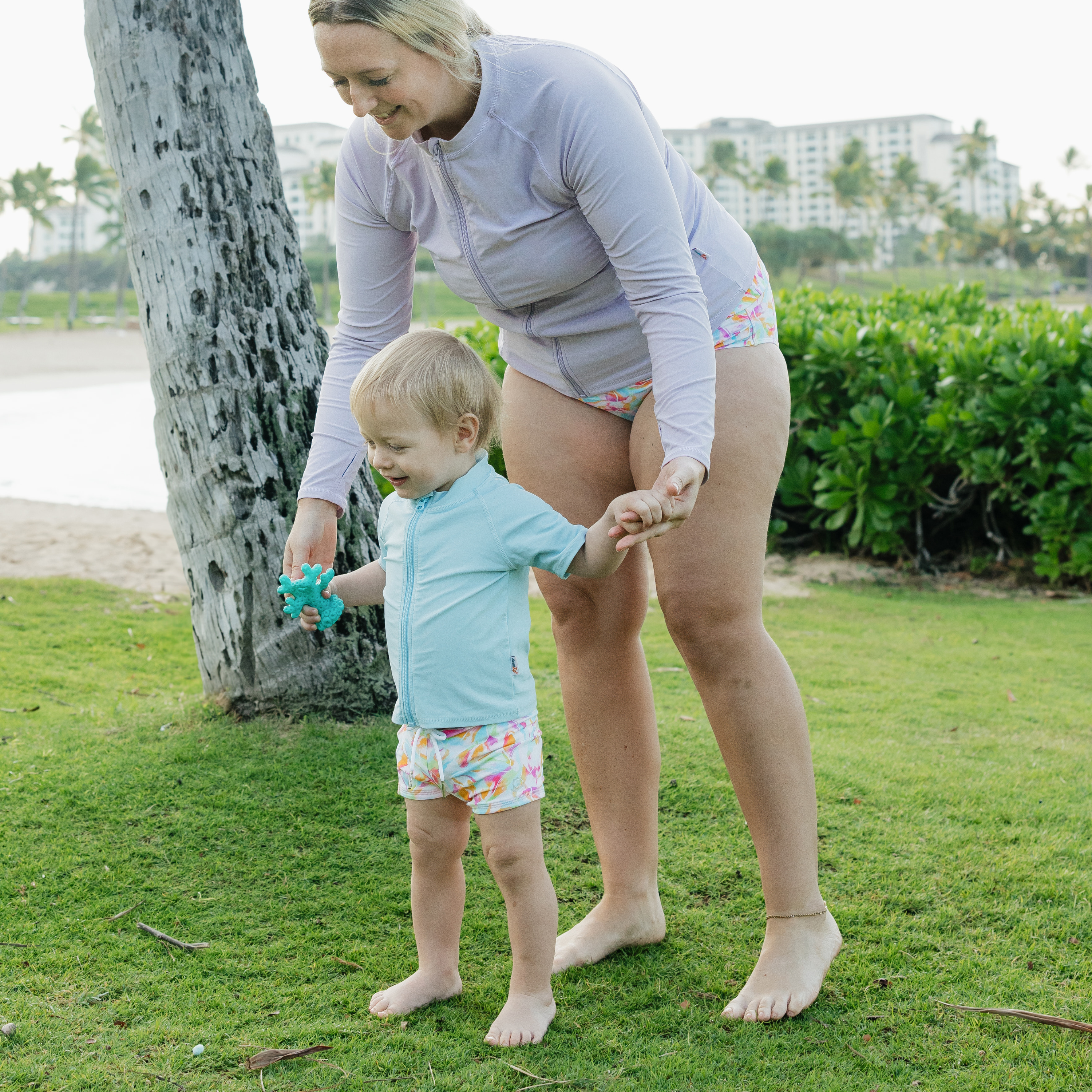 Kids Euro Swim Shorties | "Petals"-SwimZip UPF 50+ Sun Protective Swimwear & UV Zipper Rash Guards-pos6