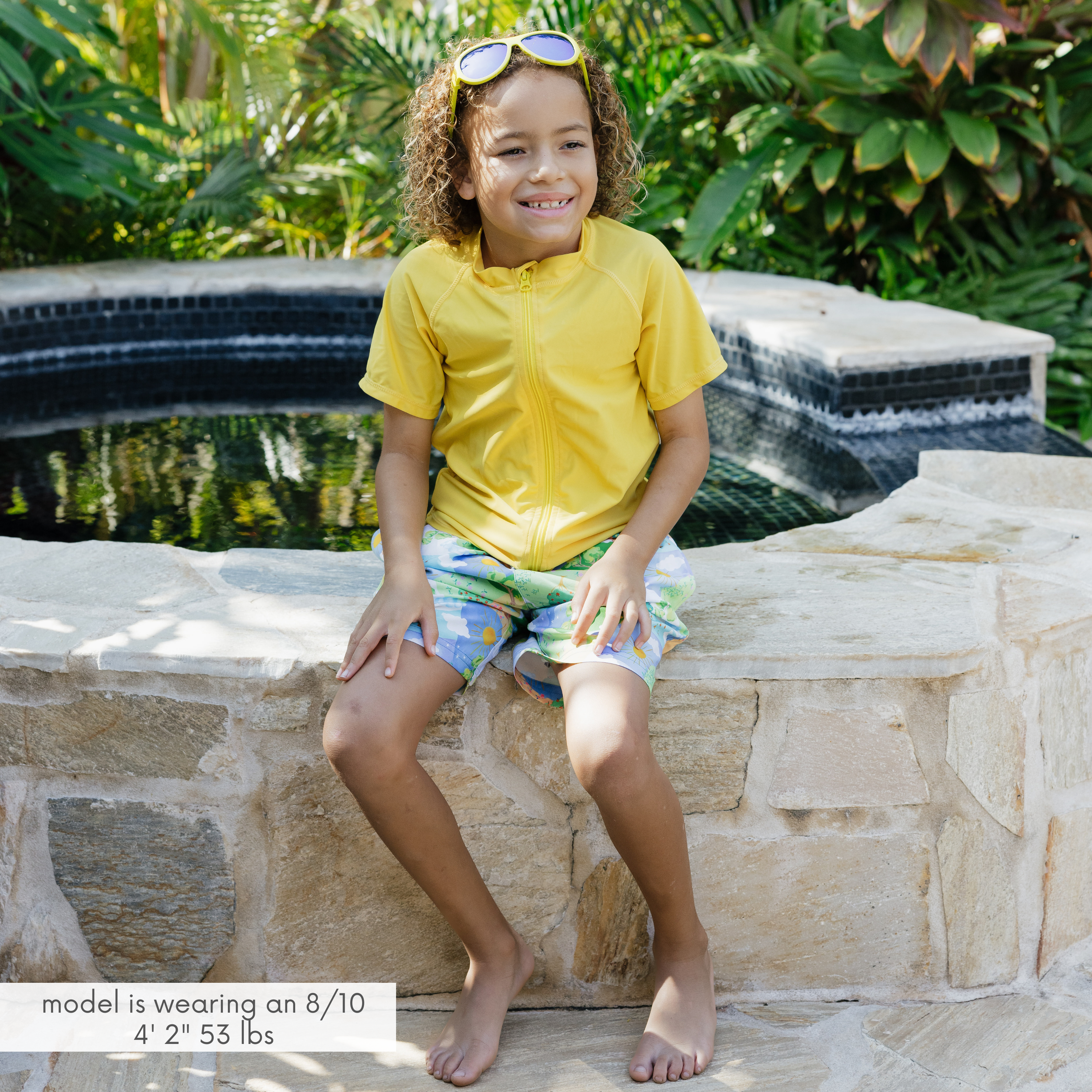 Boys Swim Trunks Boxer Brief Liner (sizes 6-14) | “Sunshine"-SwimZip UPF 50+ Sun Protective Swimwear & UV Zipper Rash Guards-pos2