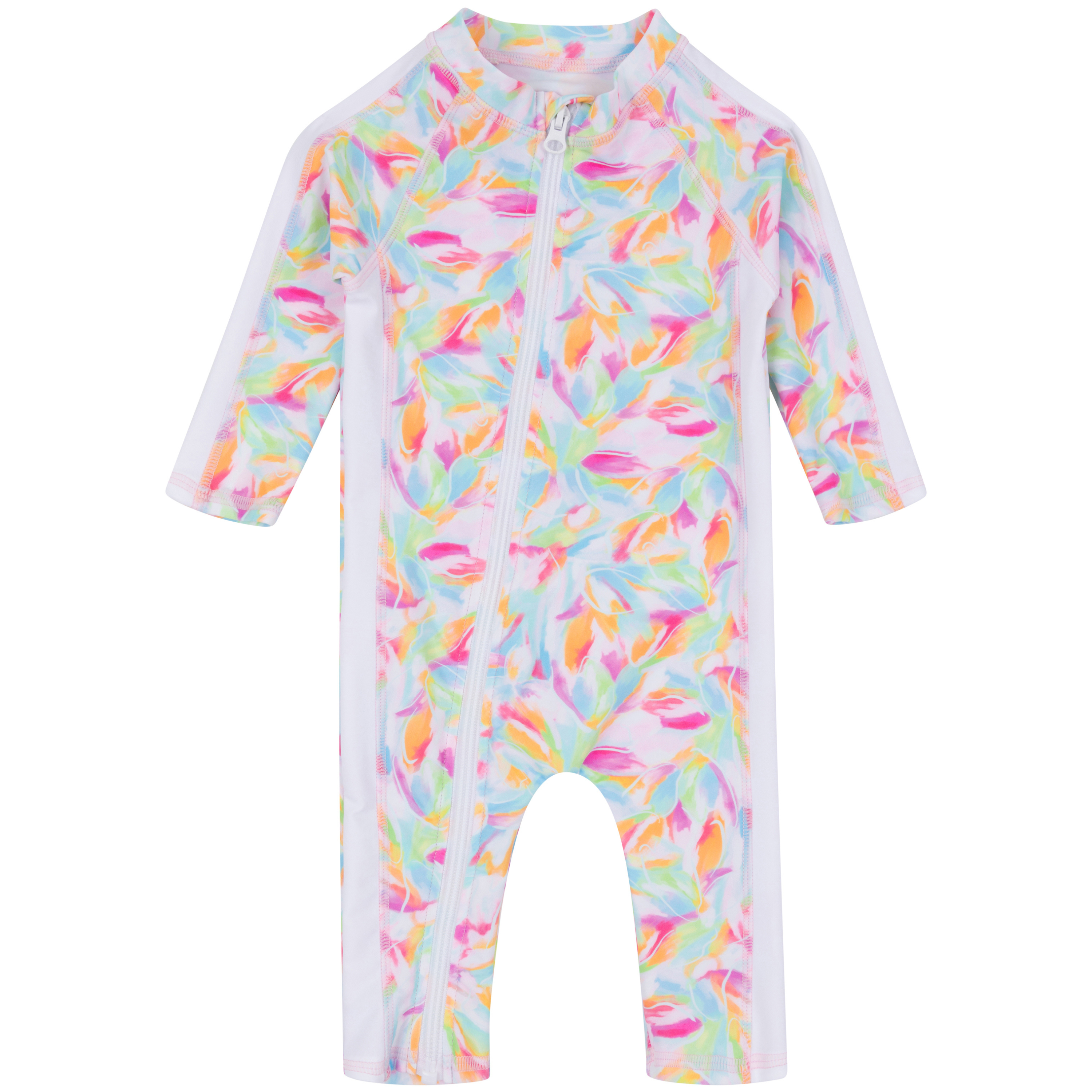 Sunsuit - Long Sleeve Romper Swimsuit | "Petals"-0-6 Month-Petals-SwimZip UPF 50+ Sun Protective Swimwear & UV Zipper Rash Guards-pos1