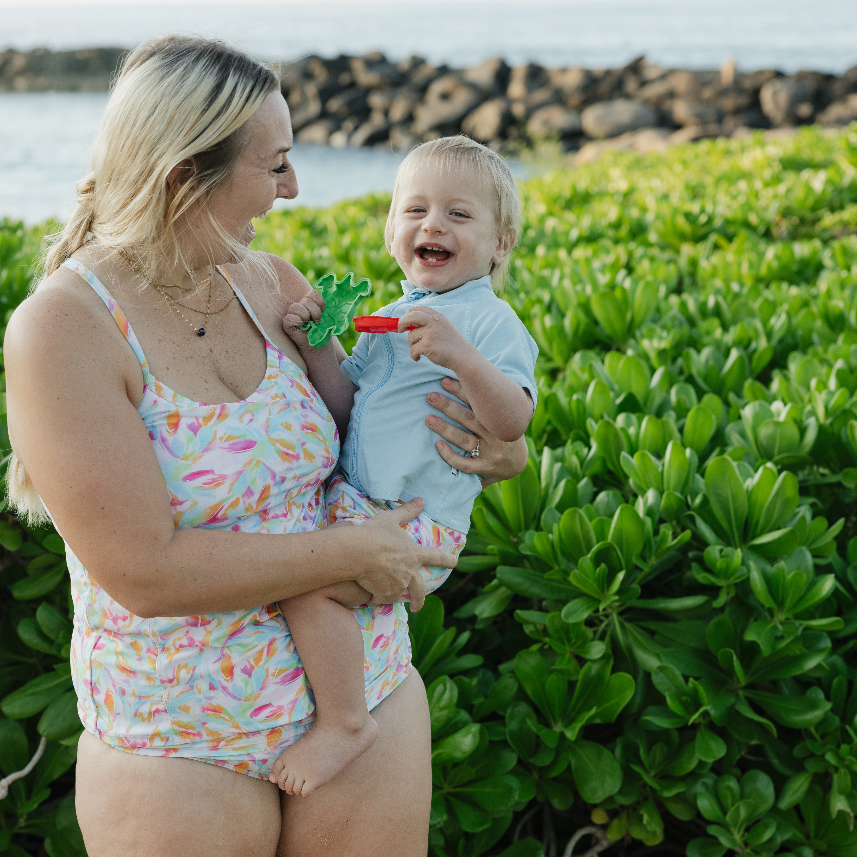 Kids Euro Swim Shorties | "Petals"-SwimZip UPF 50+ Sun Protective Swimwear & UV Zipper Rash Guards-pos8