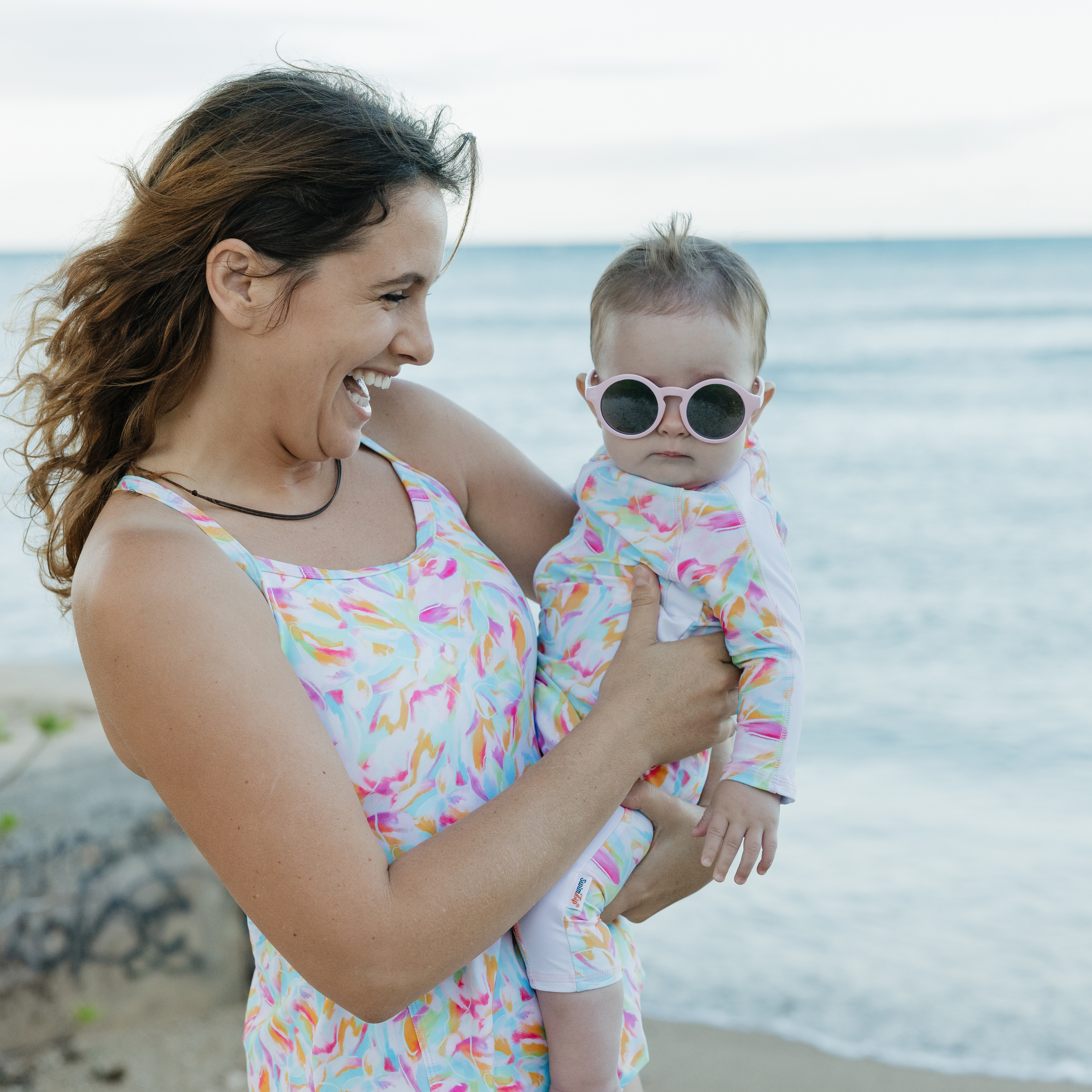 Sunsuit - Long Sleeve Romper Swimsuit | "Petals"-SwimZip UPF 50+ Sun Protective Swimwear & UV Zipper Rash Guards-pos2