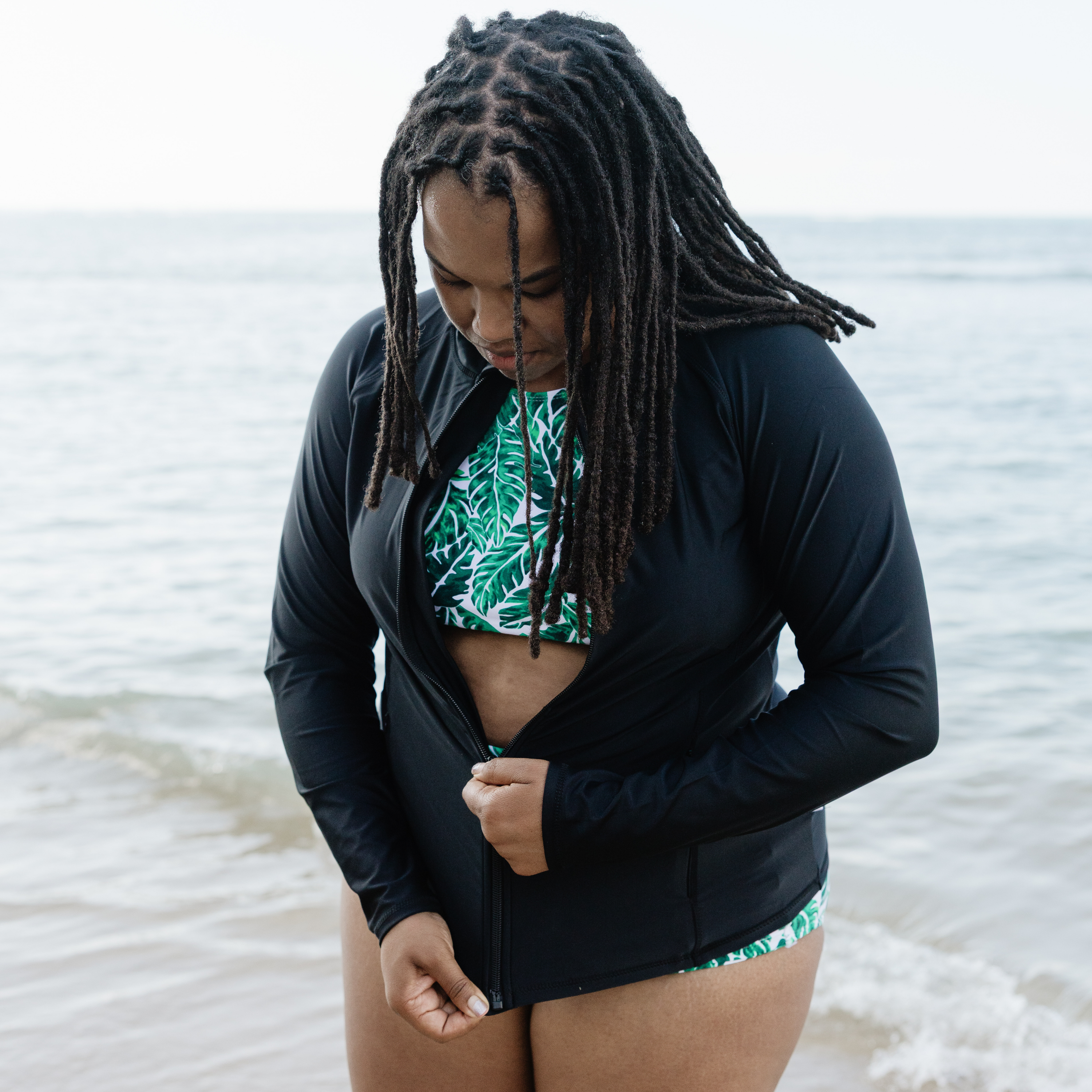 Women's Halter Bikini Top | "Palm Leaf"-SwimZip UPF 50+ Sun Protective Swimwear & UV Zipper Rash Guards-pos9