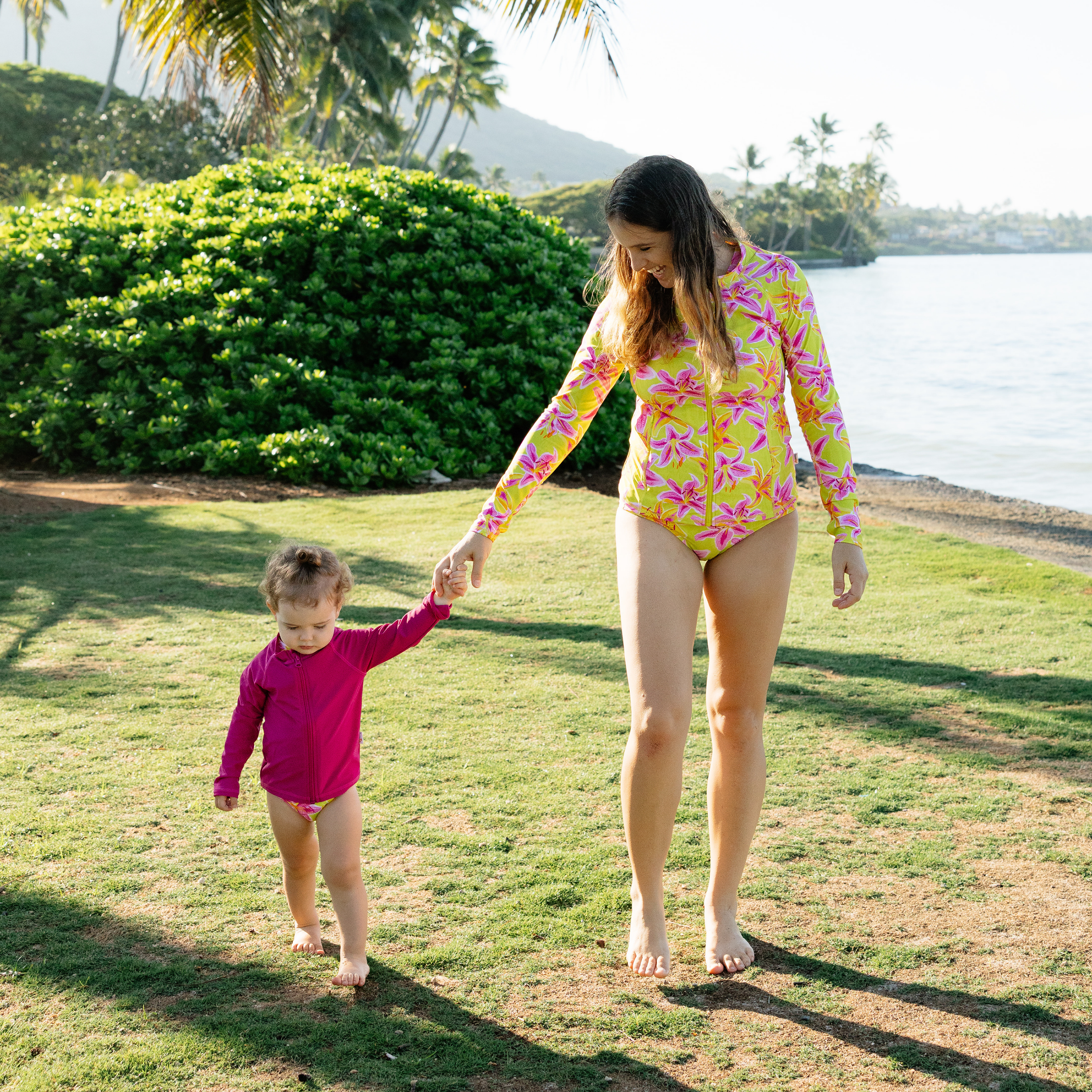 Kids UPF 50+ Long Sleeve Zipper Rash Guard Swim Shirt | "Fuchsia”-SwimZip UPF 50+ Sun Protective Swimwear & UV Zipper Rash Guards-pos6