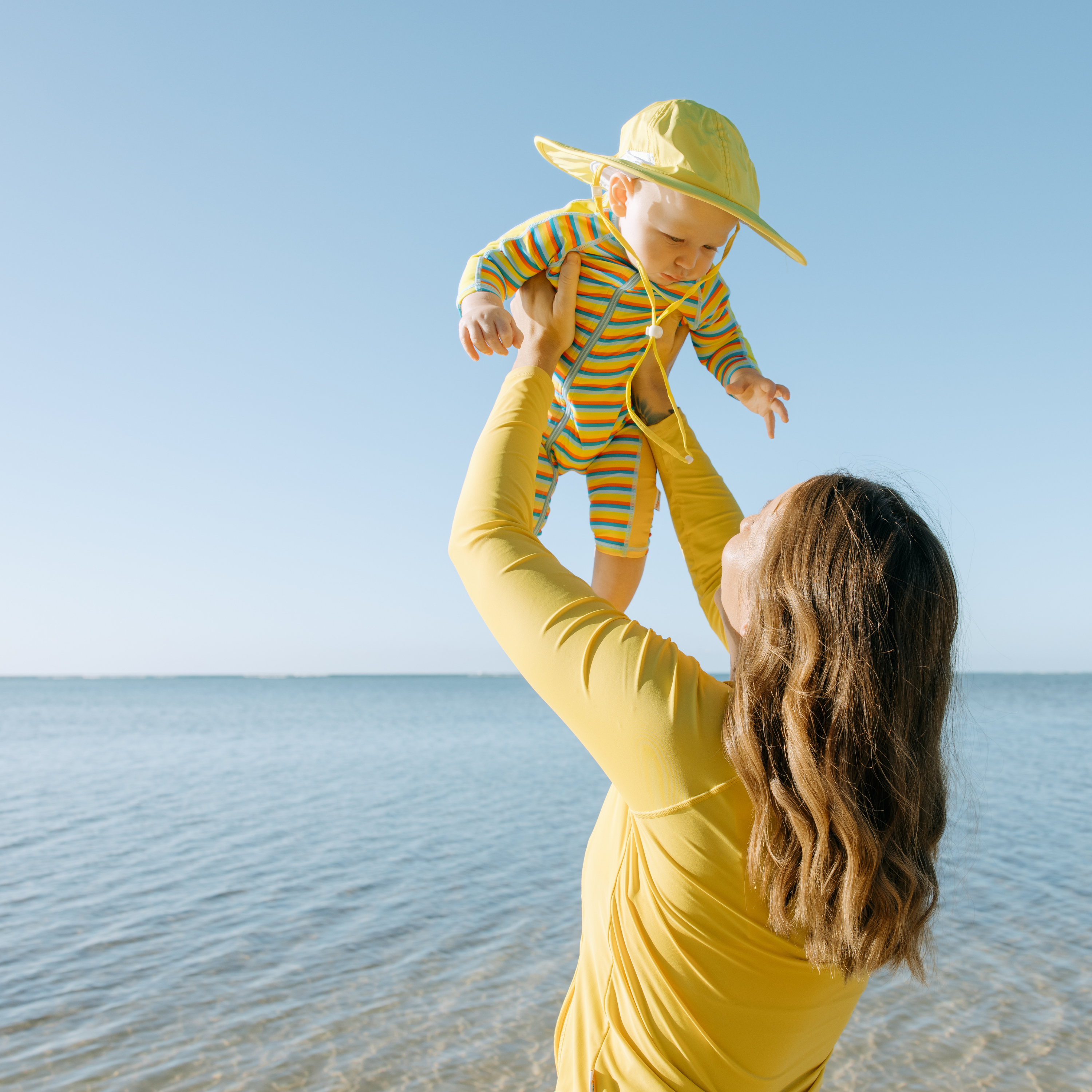 Sunsuit - Long Sleeve Romper Swimsuit | "Sunny Stripe"-SwimZip UPF 50+ Sun Protective Swimwear & UV Zipper Rash Guards-pos5