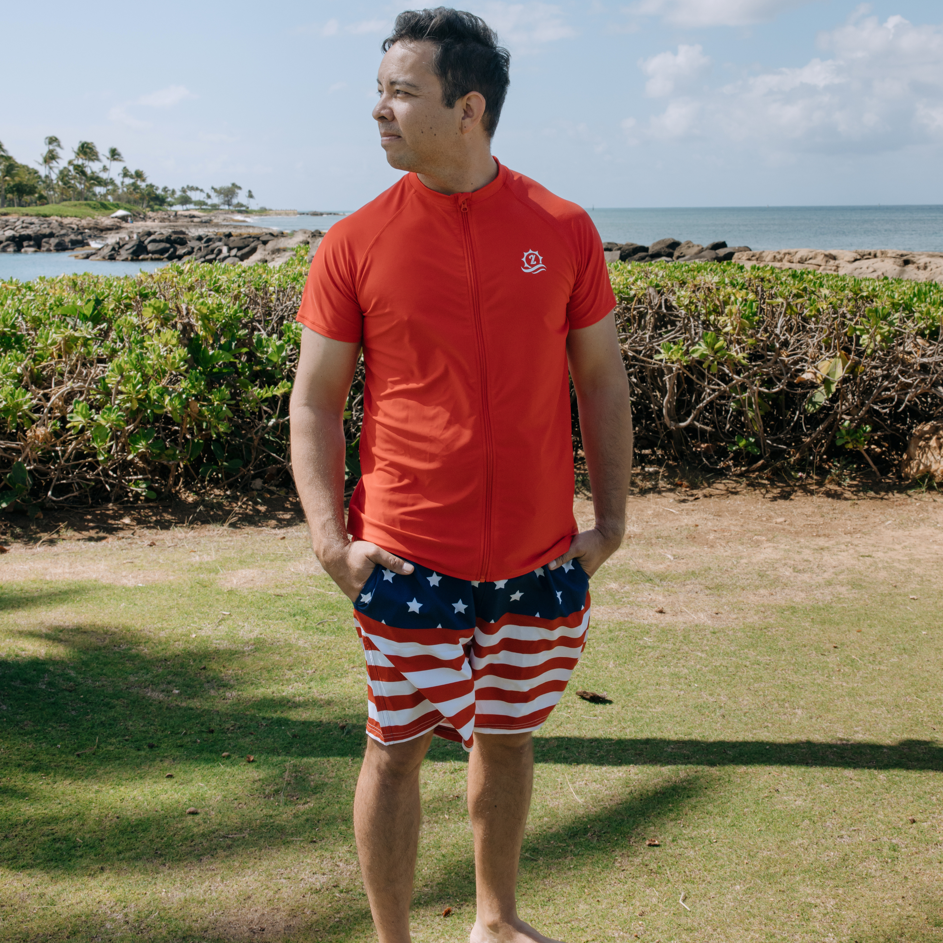 Men's 8" Swim Trunks Boxer Brief Liner | "Americana"-SwimZip UPF 50+ Sun Protective Swimwear & UV Zipper Rash Guards-pos2