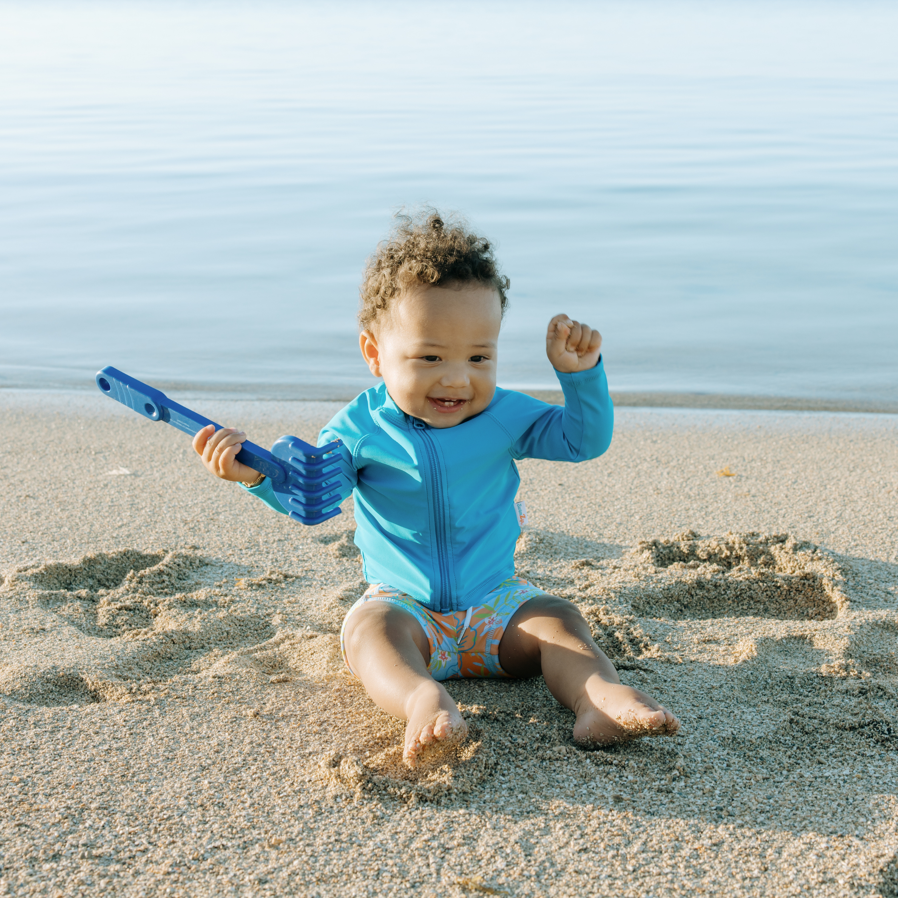 Kids Euro Swim Shorties | "Groovy"-SwimZip UPF 50+ Sun Protective Swimwear & UV Zipper Rash Guards-pos5