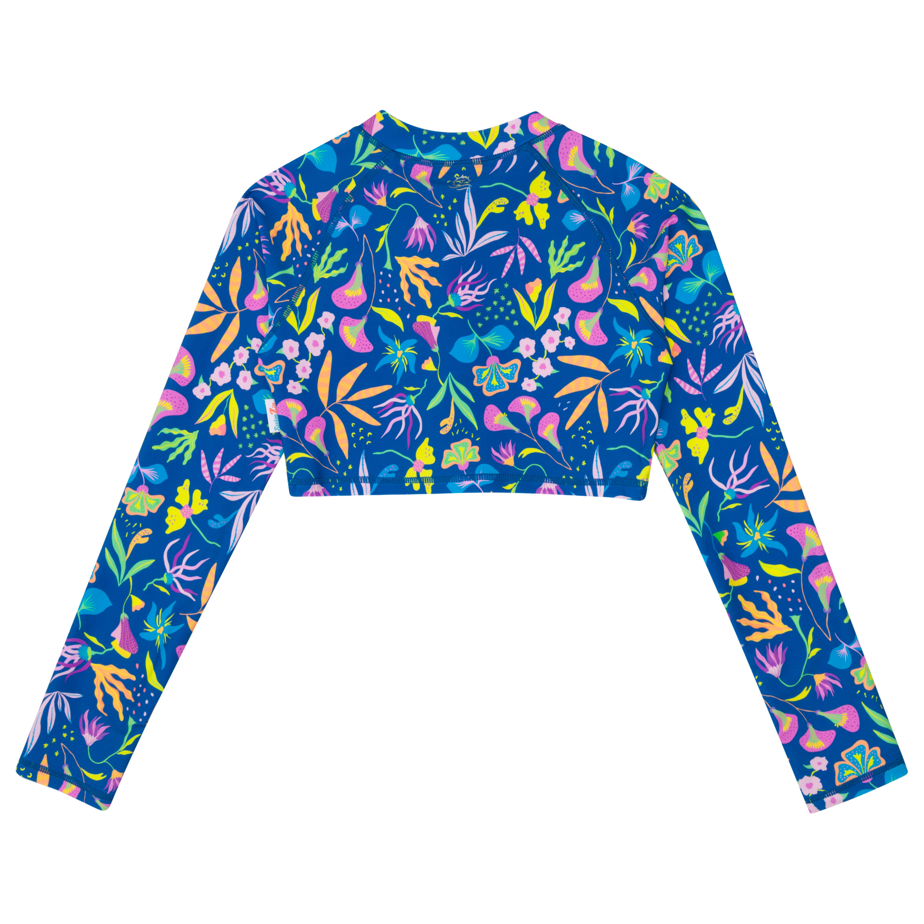 Girls Long Sleeve Crop Rash Guard | "Tropadelic"-SwimZip UPF 50+ Sun Protective Swimwear & UV Zipper Rash Guards-pos10