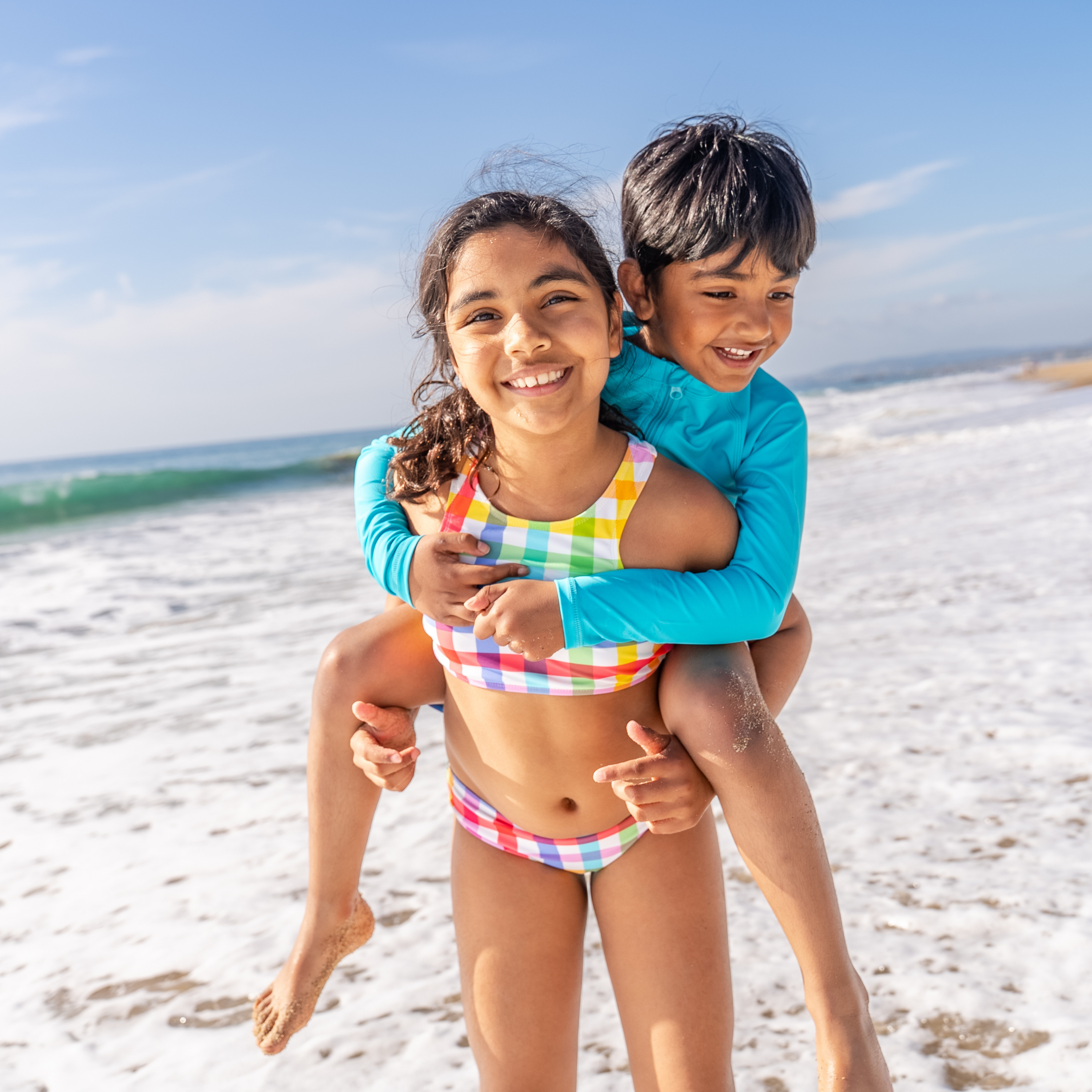 Kids UPF 50+ Long Sleeve Zipper Rash Guard Swim Shirt | "Scuba Blue"-SwimZip UPF 50+ Sun Protective Swimwear & UV Zipper Rash Guards-pos10