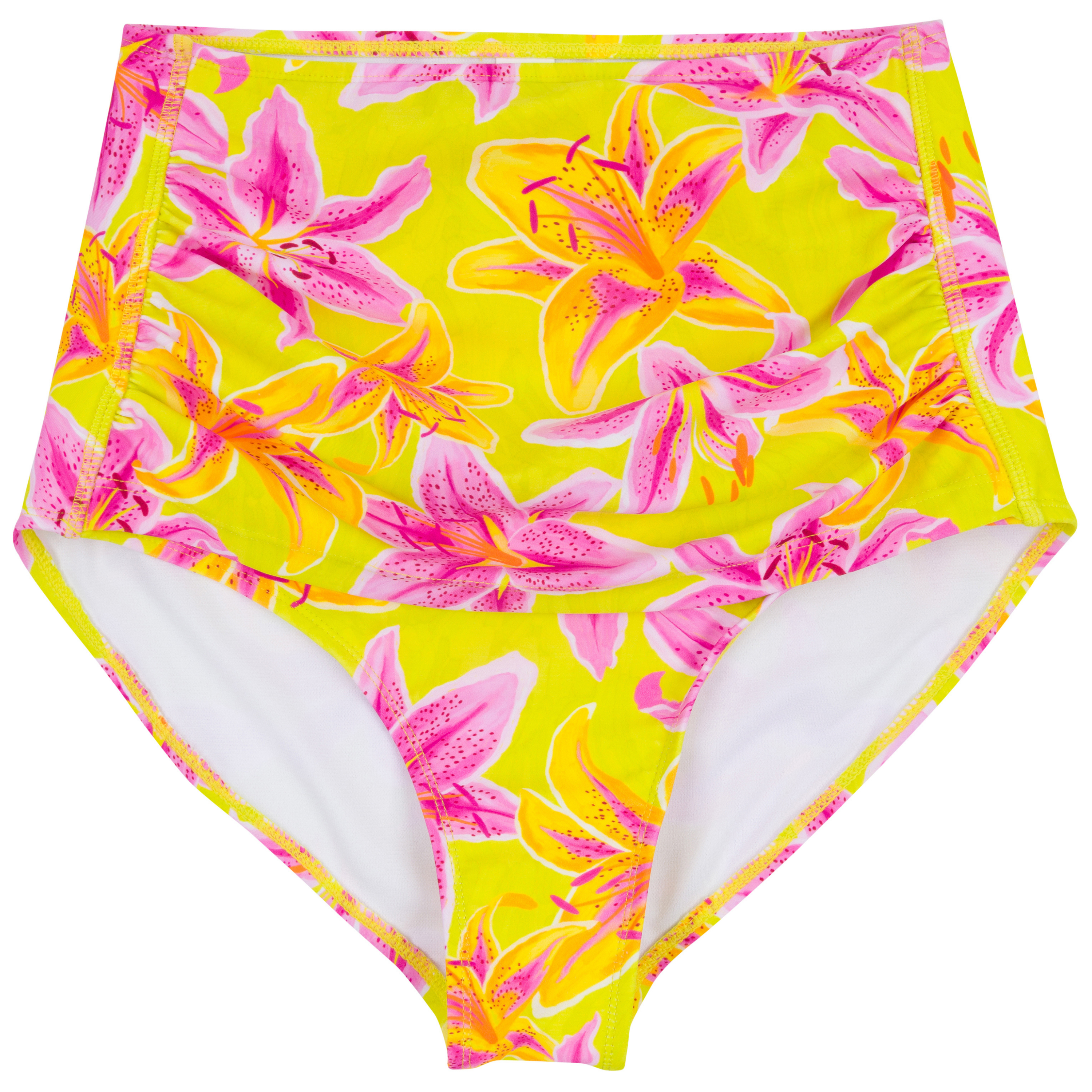 Women's High Waist Bikini Bottoms Ruched | "Floral Takeover"-XS-Floral Takeover-SwimZip UPF 50+ Sun Protective Swimwear & UV Zipper Rash Guards-pos1