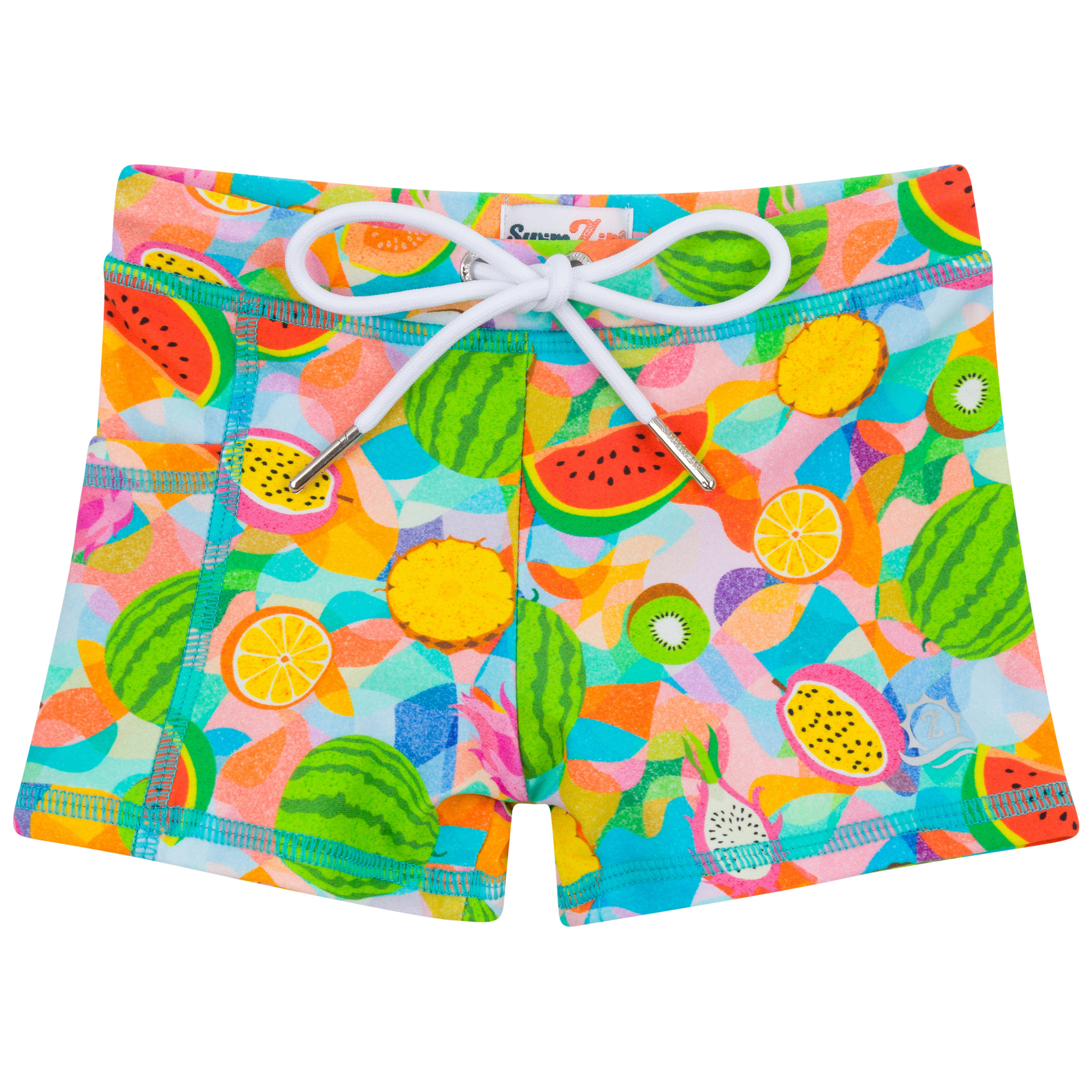 Kids Euro Swim Shorties | "Fruit Salad"-6-12 Month-Fruit Salad-SwimZip UPF 50+ Sun Protective Swimwear & UV Zipper Rash Guards-pos1