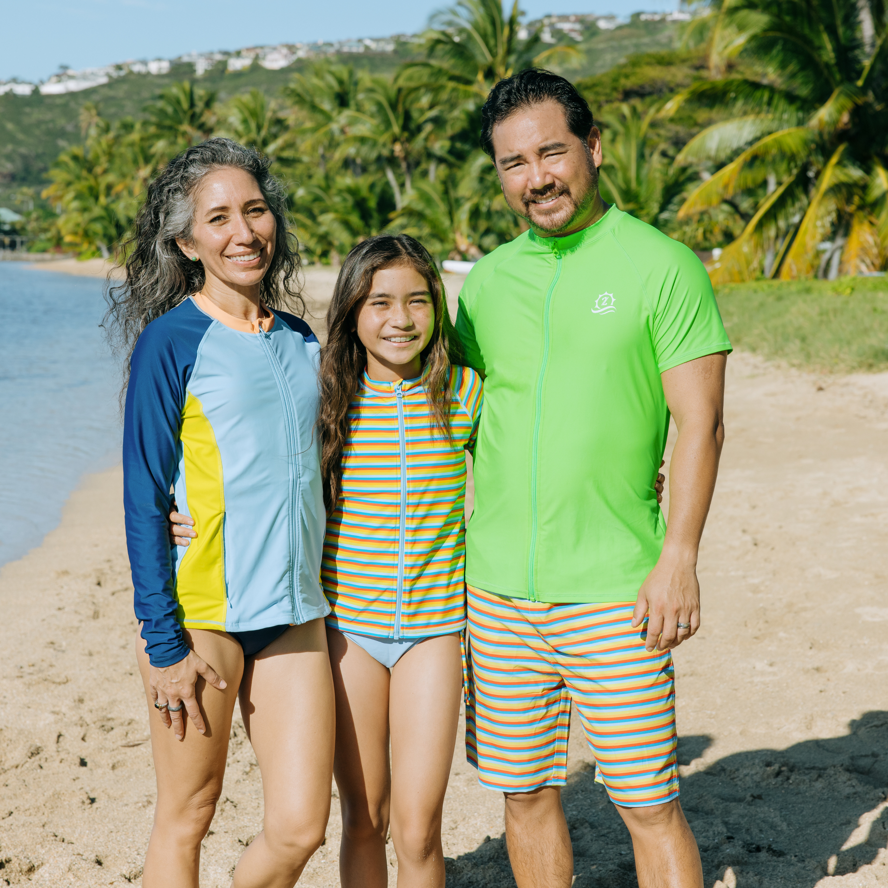 Girls Long Sleeve Rash Guard + Tankini Bikini Set (3 Piece) | "Sunny Stripe"-SwimZip UPF 50+ Sun Protective Swimwear & UV Zipper Rash Guards-pos5