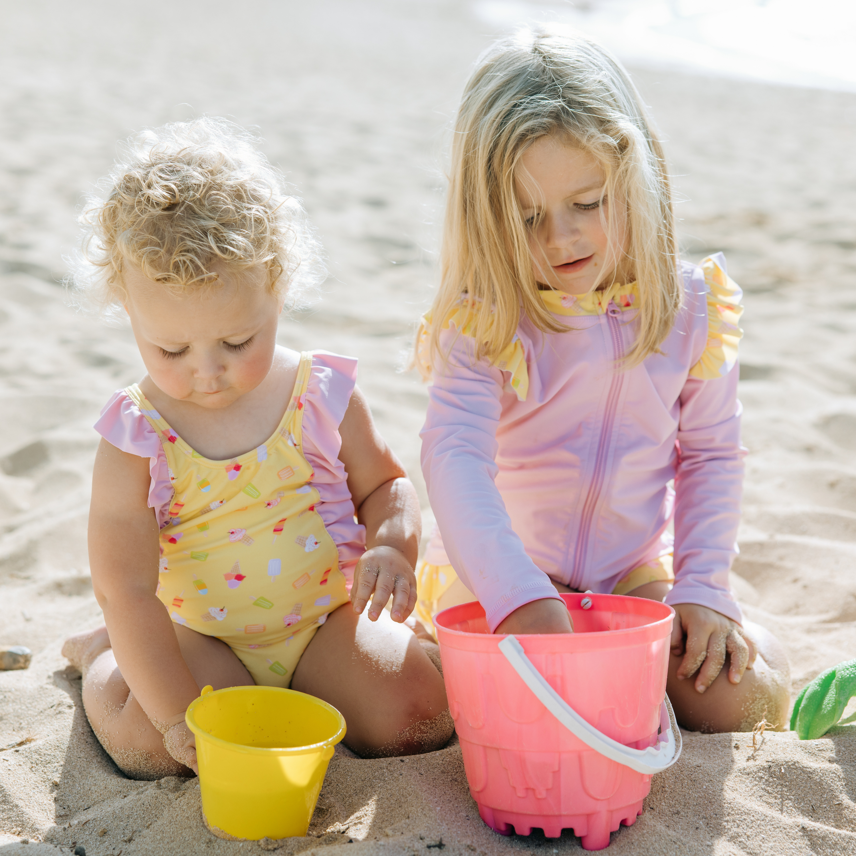 Girls Long Sleeve Rash Guard Ruffle Bottom Swimsuit Set (2 Piece) | "Sweetie"-SwimZip UPF 50+ Sun Protective Swimwear & UV Zipper Rash Guards-pos5