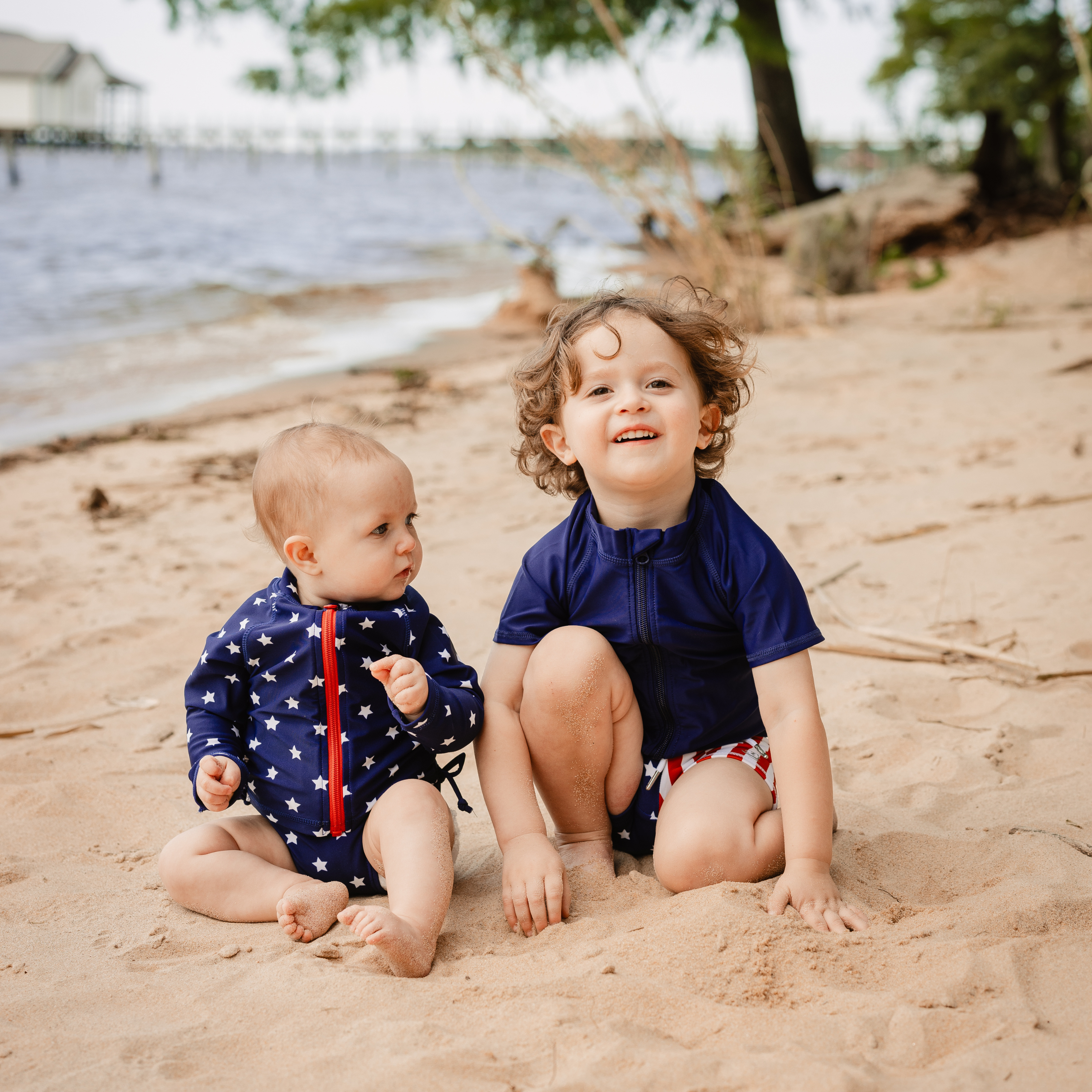 Girls One-Piece Swimsuit + Long Sleeve Rash Guard Set (2 Piece) | "Americana"-SwimZip UPF 50+ Sun Protective Swimwear & UV Zipper Rash Guards-pos12
