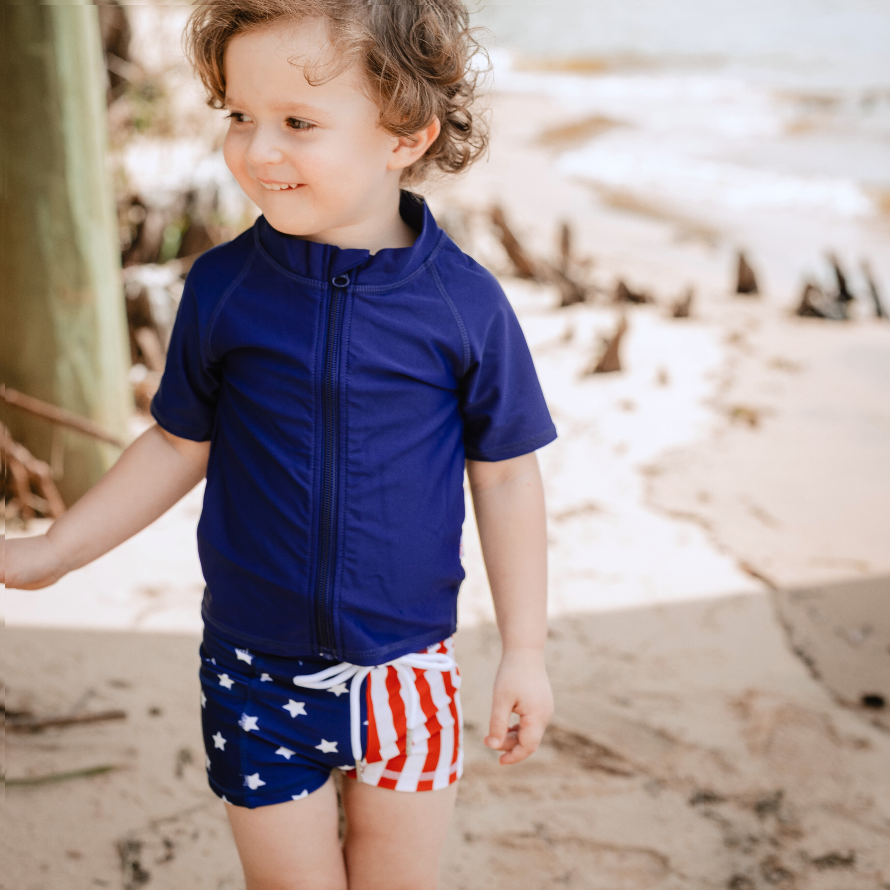 Kids Euro Swim Shorties | "Americana"-SwimZip UPF 50+ Sun Protective Swimwear & UV Zipper Rash Guards-pos9