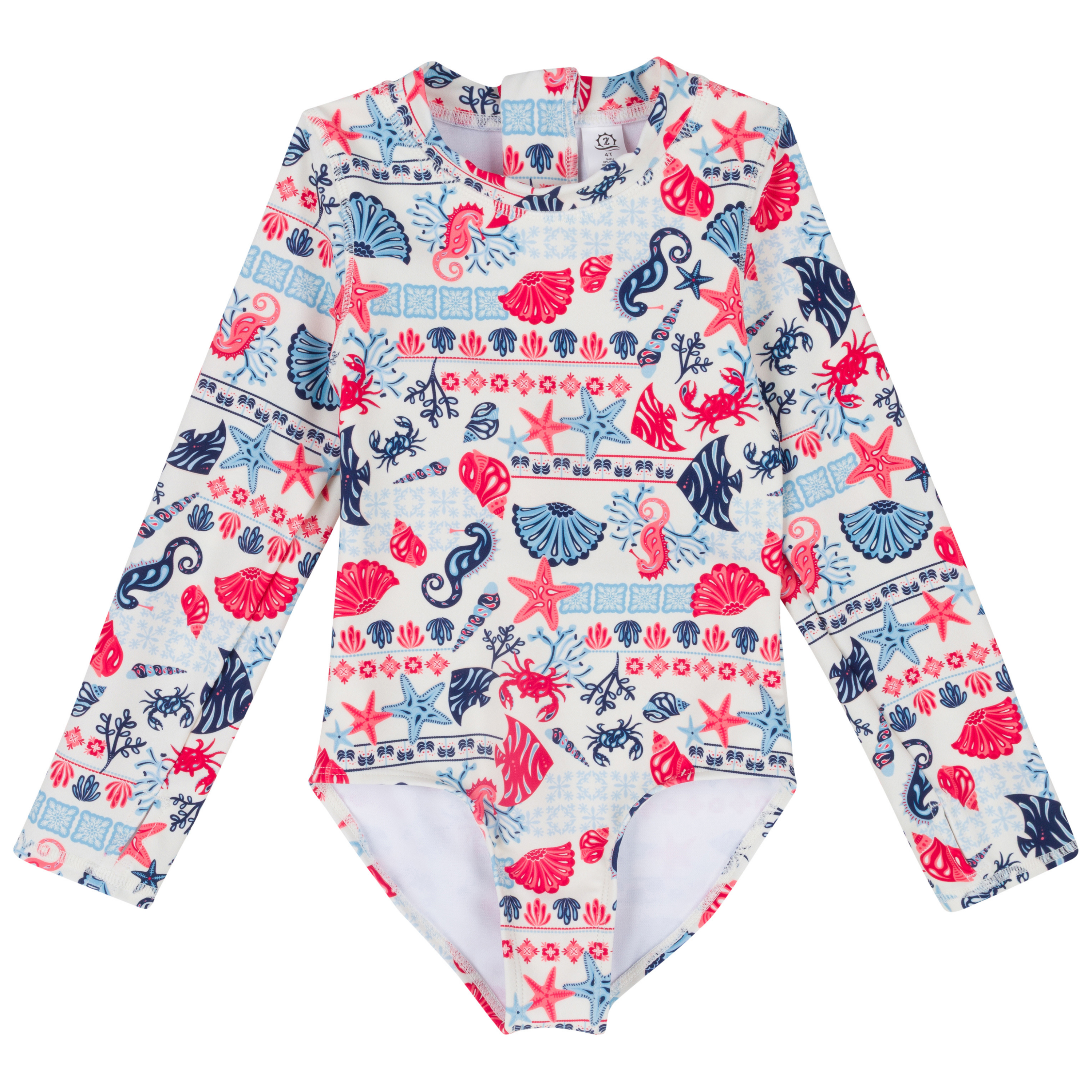 Girls Long Sleeve Surf Suit (One Piece Bodysuit) | "Marina"-0-3 Month-Marina-SwimZip UPF 50+ Sun Protective Swimwear & UV Zipper Rash Guards-pos1