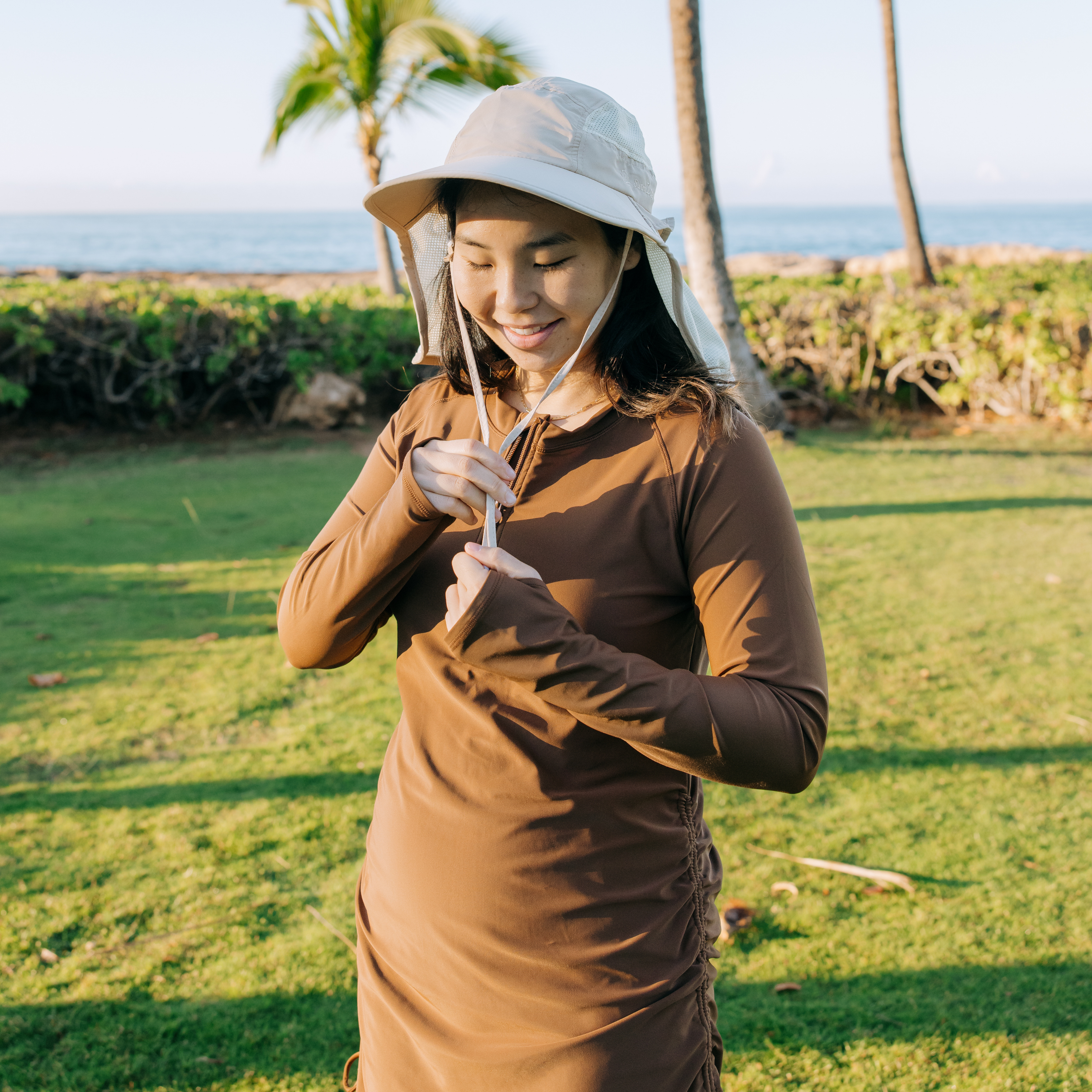 Adult Wide Brim + Flap Neck Sun Protective Adventure Hat | Beige-SwimZip UPF 50+ Sun Protective Swimwear & UV Zipper Rash Guards-pos9