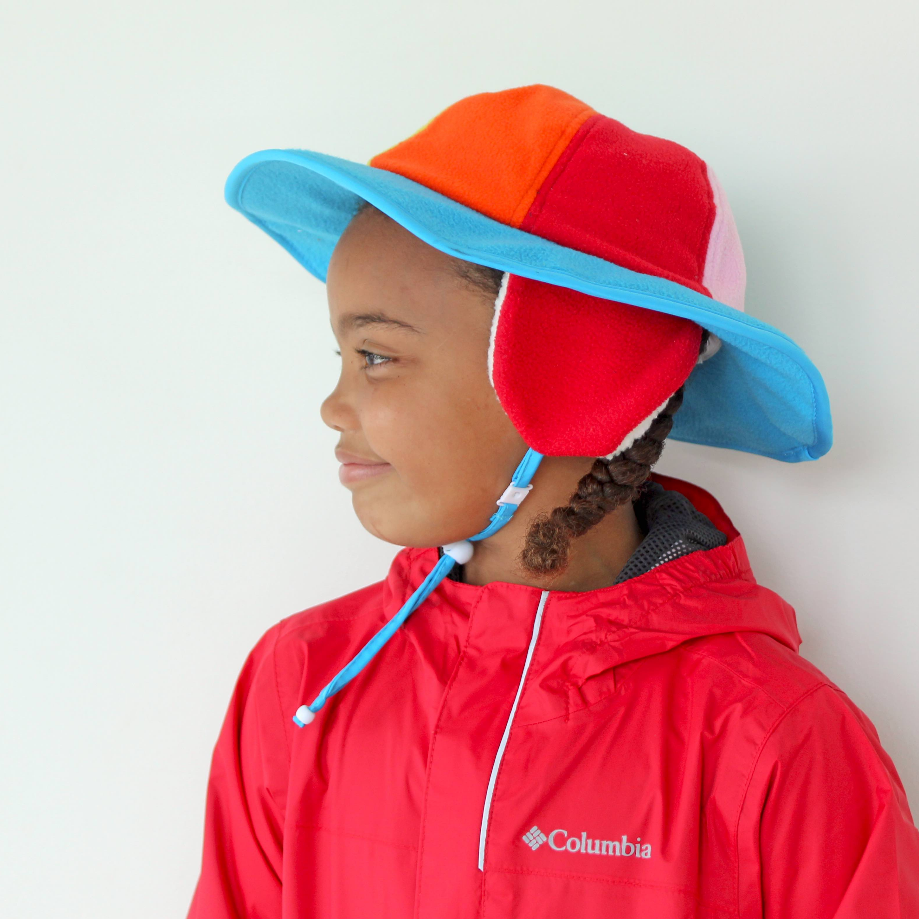 Fleece Wide Brim Winter Hat For Kids | “Rainbow Print”-SwimZip UPF 50+ Sun Protective Swimwear & UV Zipper Rash Guards-pos10
